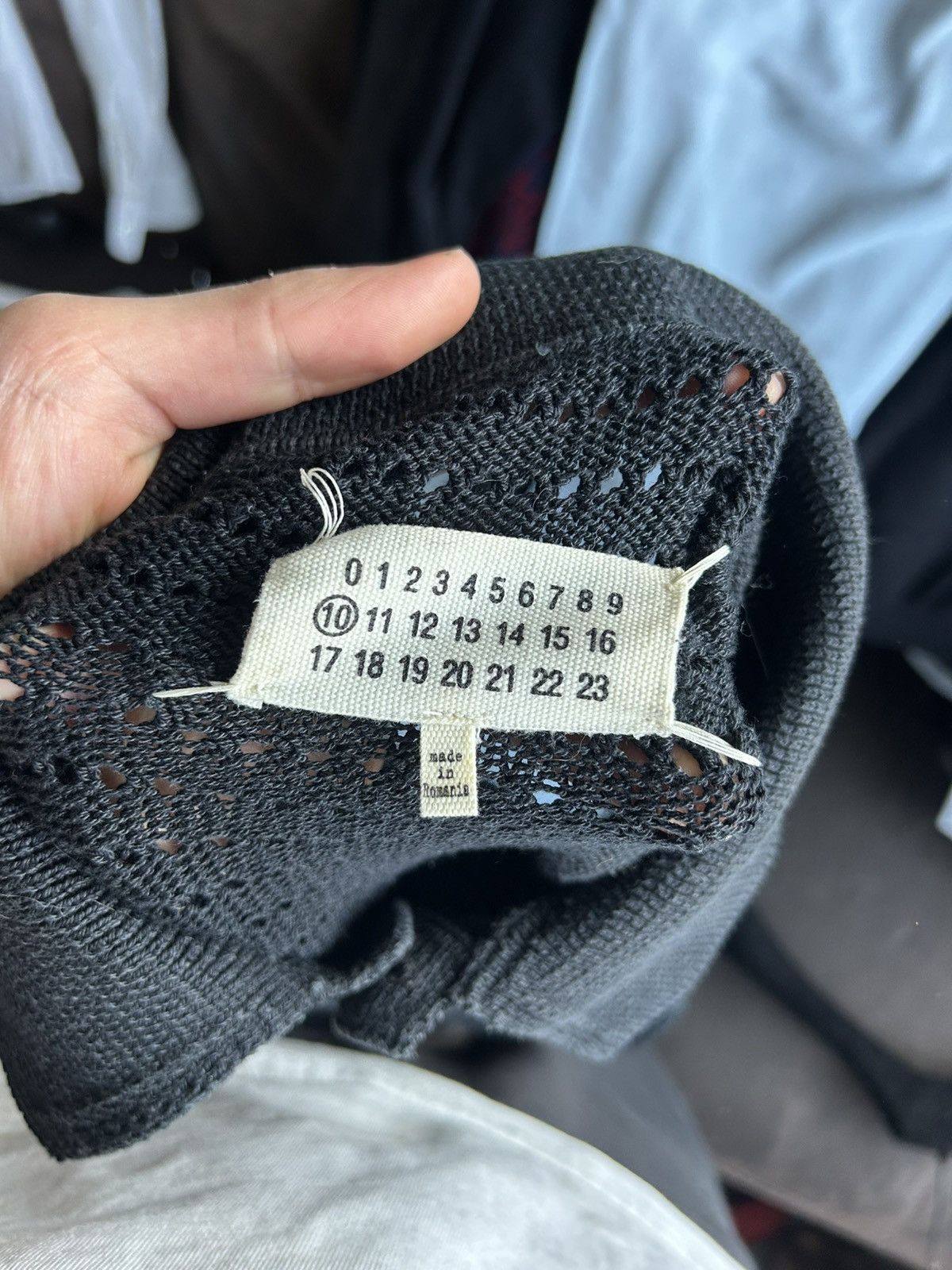 Maison Margiela Black Knit Polo with Open-Weave Design Size US L / EU 52-54 / 3 - 10 Thumbnail