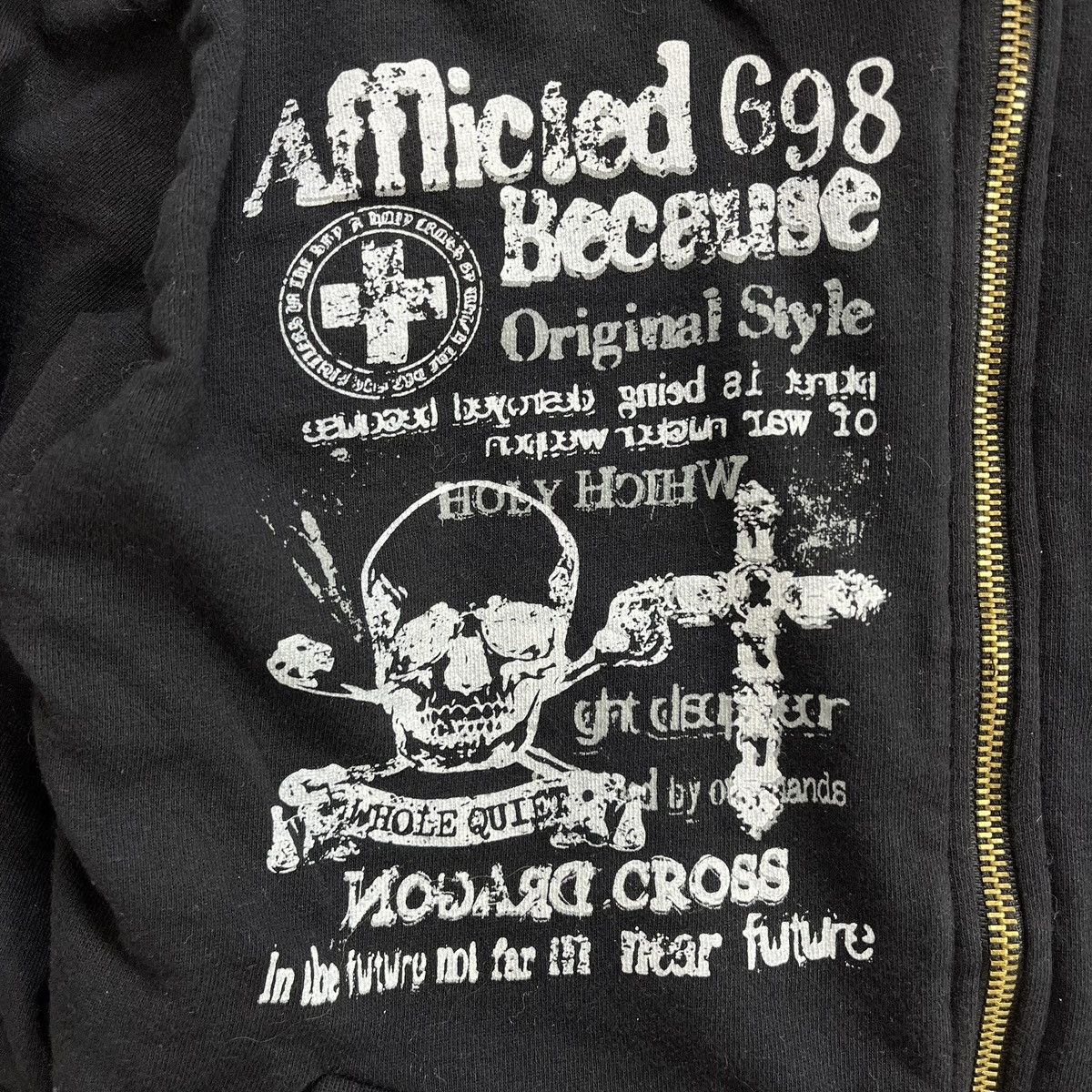 14th Addiction 2000s Beaumere Skulls Cross Punk Lgb Style Zip Fur Hoodie Size US M / EU 48-50 / 2 - 6 Thumbnail