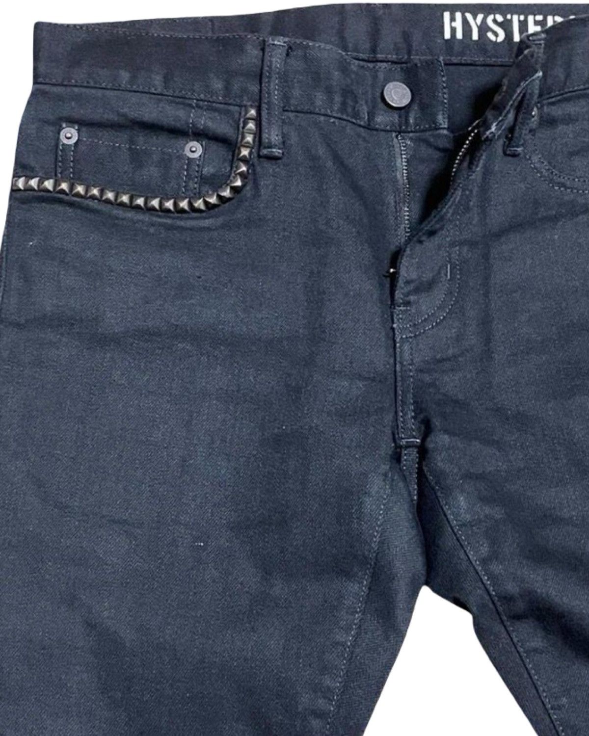 Hysteric Glamour Slim Fit Distressed Black Studded Denim Jeans Size US 30 / EU 46 - 4 Thumbnail