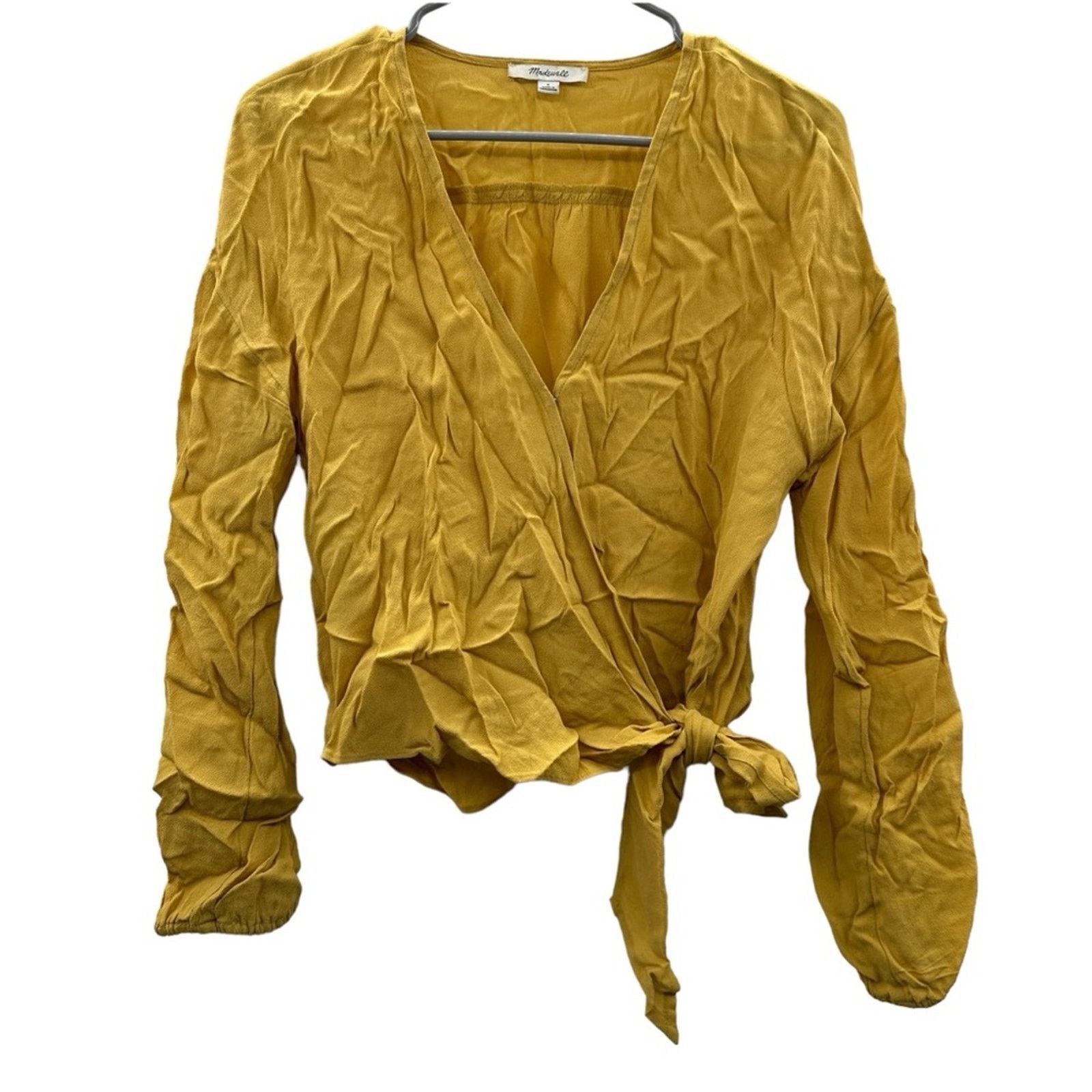 Madewell Madewell Raelynn Long Sleeve Gold Yellow Wrap Tie Top Size S Size S / US 4 / IT 40 - 3 Thumbnail
