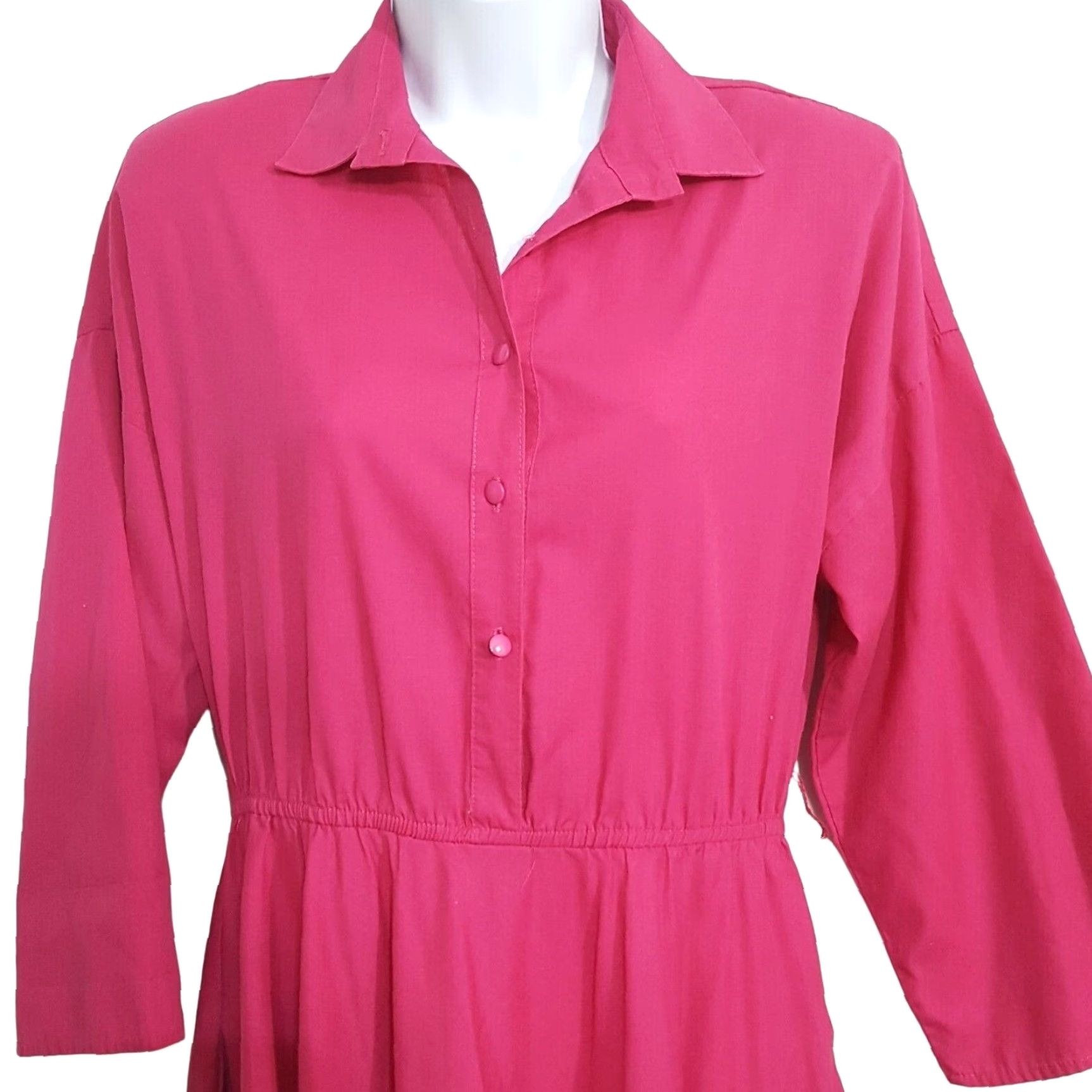 VINTAGE The American shirt dress Womens 8 Midi Pink Button Fit & Flare Shirt Dress