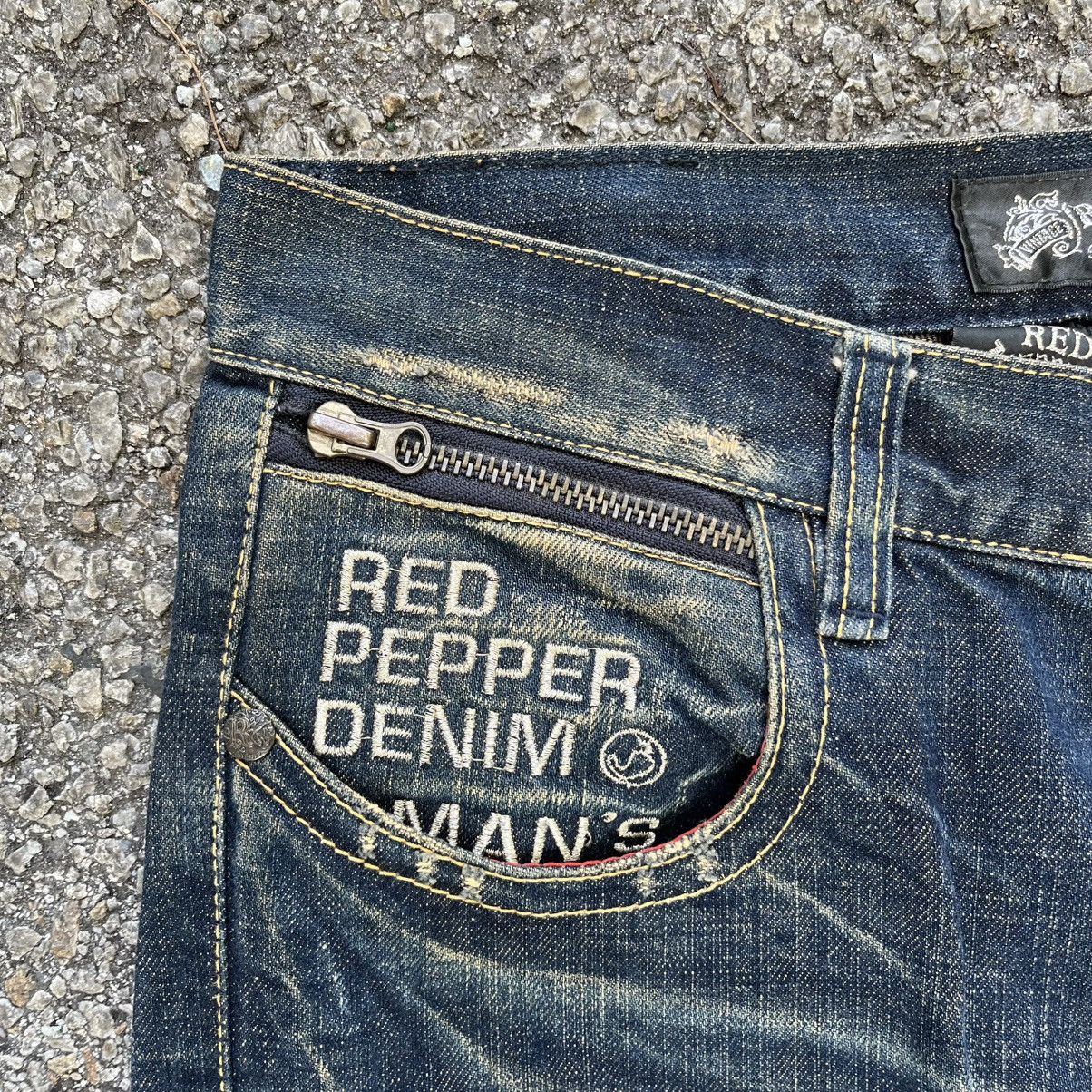 Hysteric Glamour Red Pepper Jeans Gold Label Denim Man’s Clawmark Faded Blue Size US 33 - 8 Thumbnail