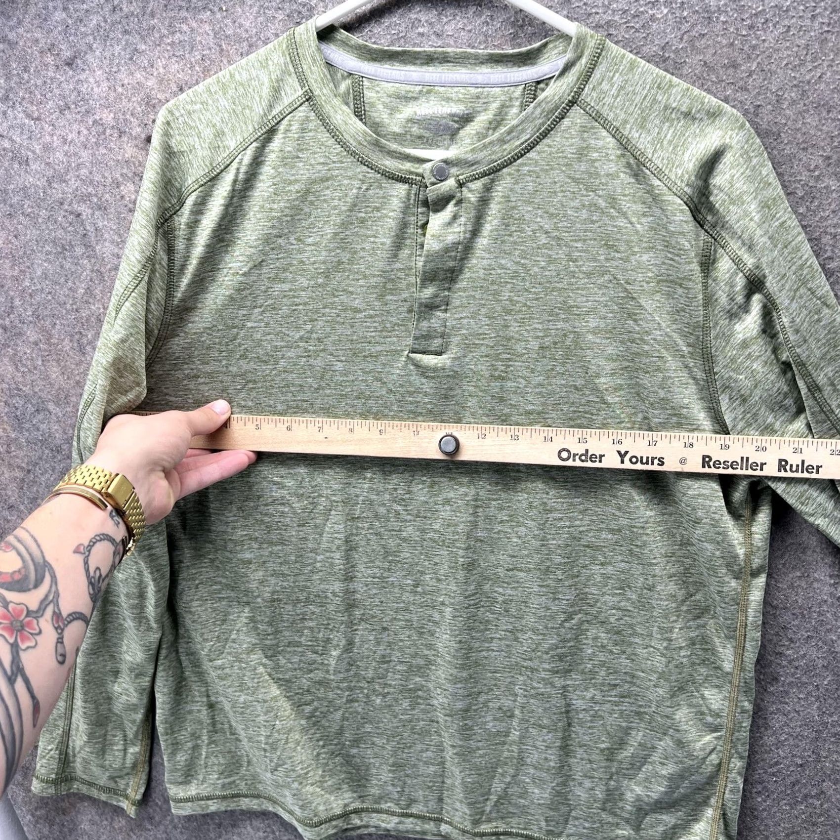 Vintage VINTAGE: No Reel Legends Shirt Mens Small Green Freeline Henley Long Sleeve Performance Shirt Size US S / EU 44-46 / 1 - 4 Thumbnail