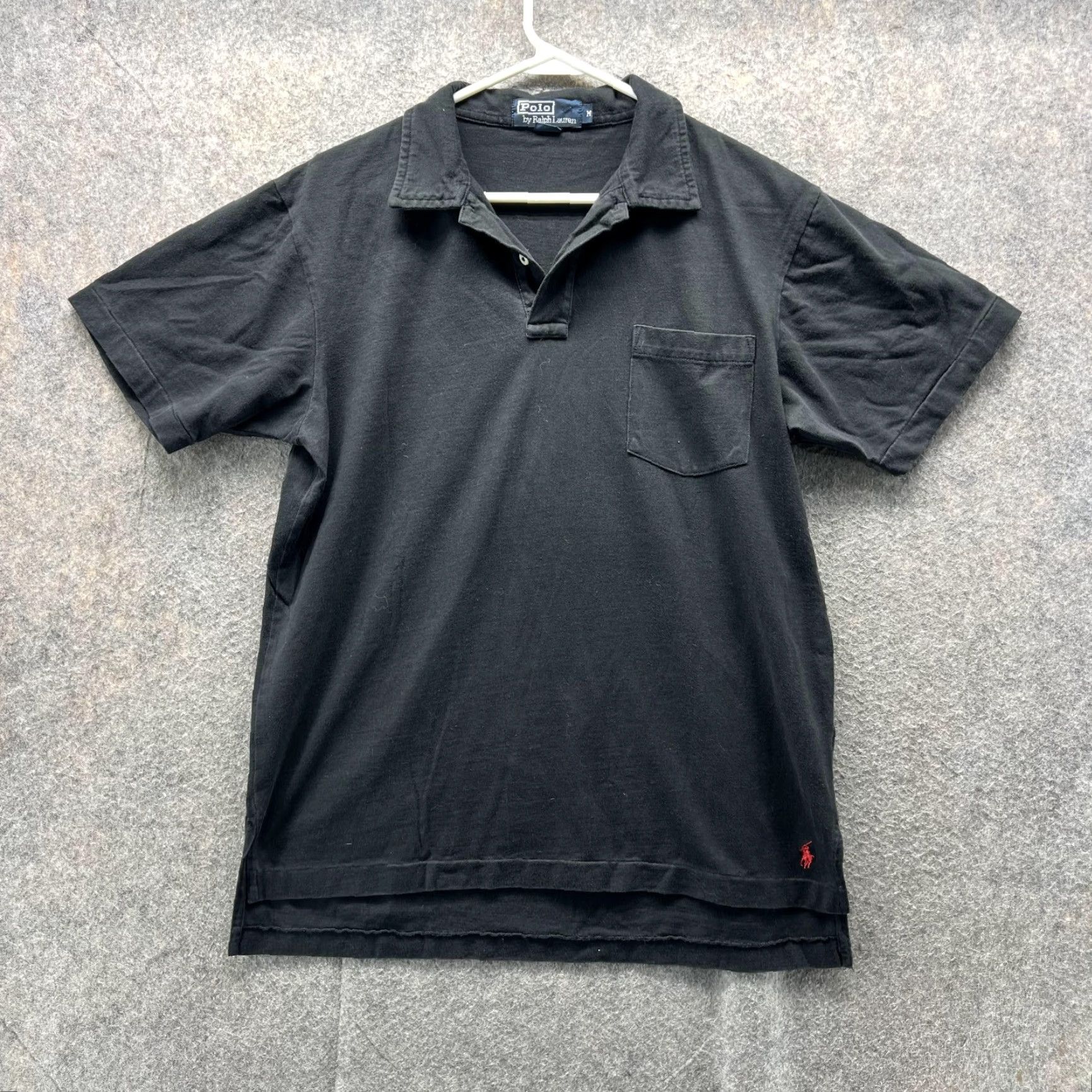 Ralph Lauren VINTAGE Ralph Lauren Polo Shirt Men Medium Black Solid Short Sleeve Button Collar Polo Regular Fit 28 in Size US M / EU 48-50 / 2 - 2 Thumbnail