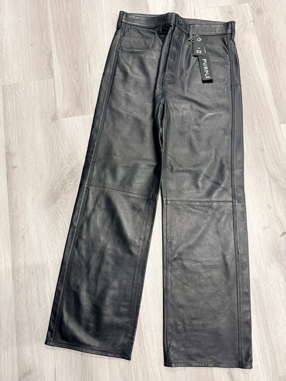 Purple Brand Leather Black Purple Jeans Size US 32 / EU 48 - 1 Thumbnail