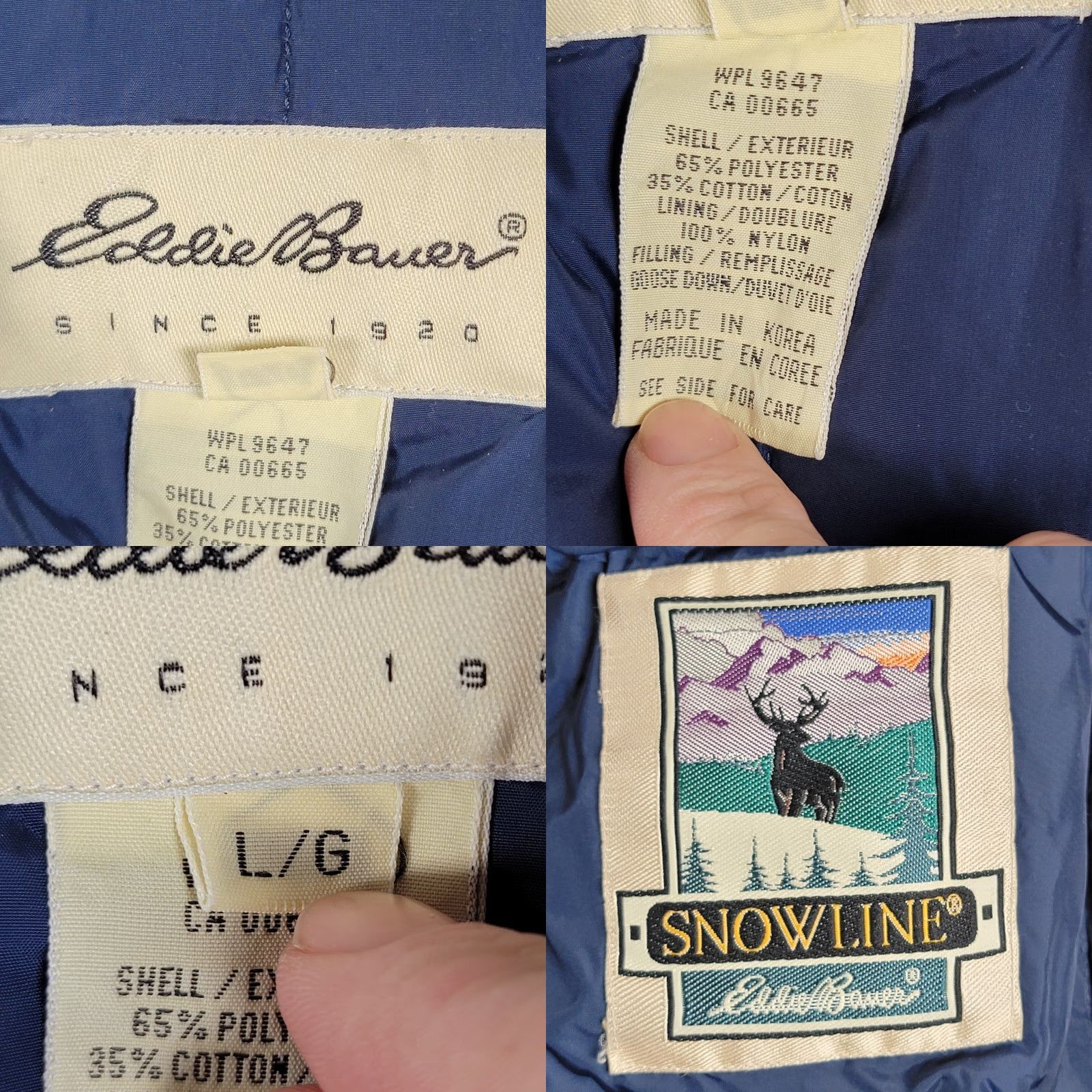 Eddie Bauer VINTAGE Eddie Bauer Jacket Coat Goose Down Puffer Navy Blue Made in USA Mens L Size US L / EU 52-54 / 3 - 11 Thumbnail