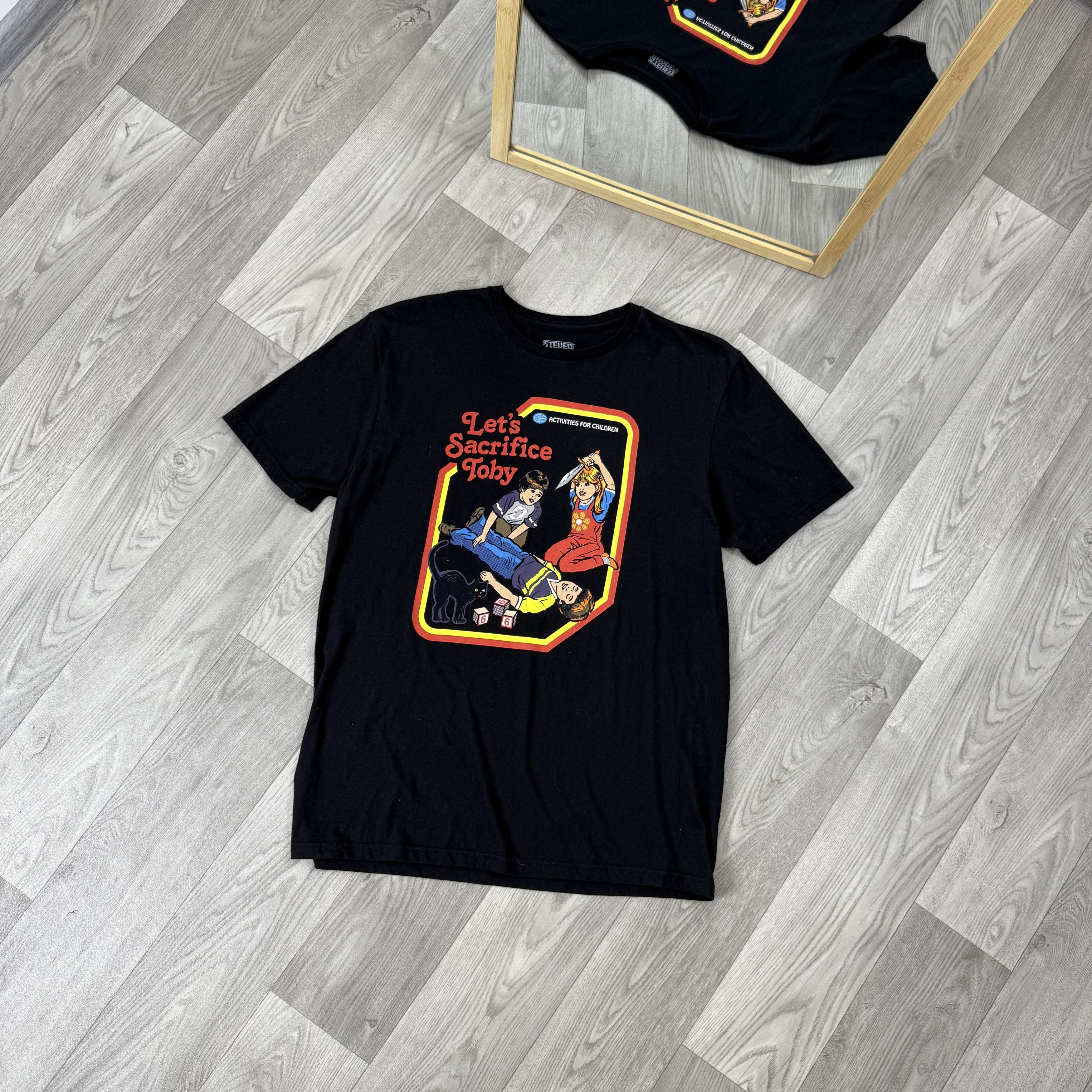 Vintage Steven Rhodes Black Graphic Tee Shirt Size US L / EU 52-54 / 3 - 1 Thumbnail