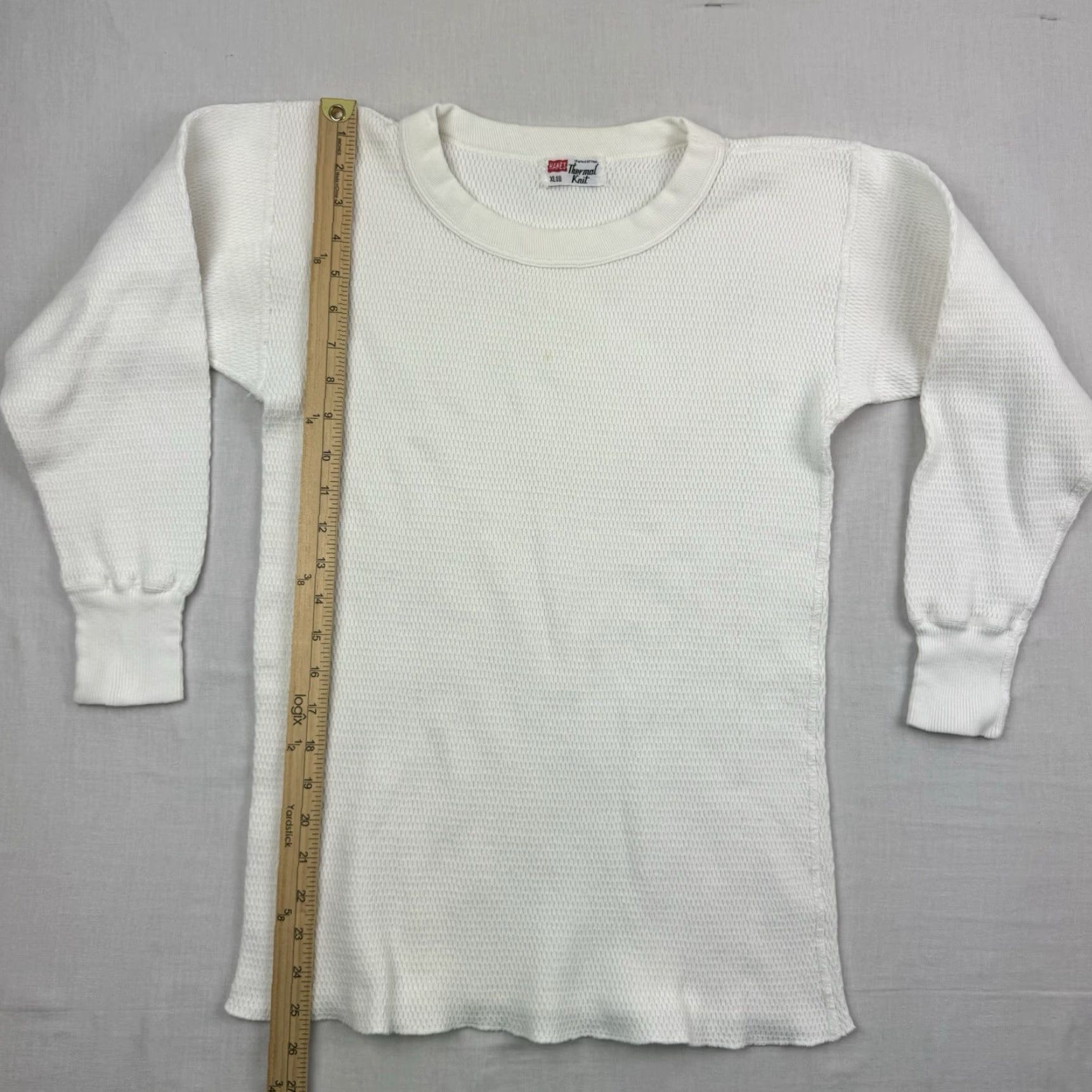 Hanes VINTAGE Hanes Thermal Knit T-Shirt Adult XL White Heavyweight Long Sleeve 70s Mens Size US XL / EU 56 / 4 - 5 Thumbnail