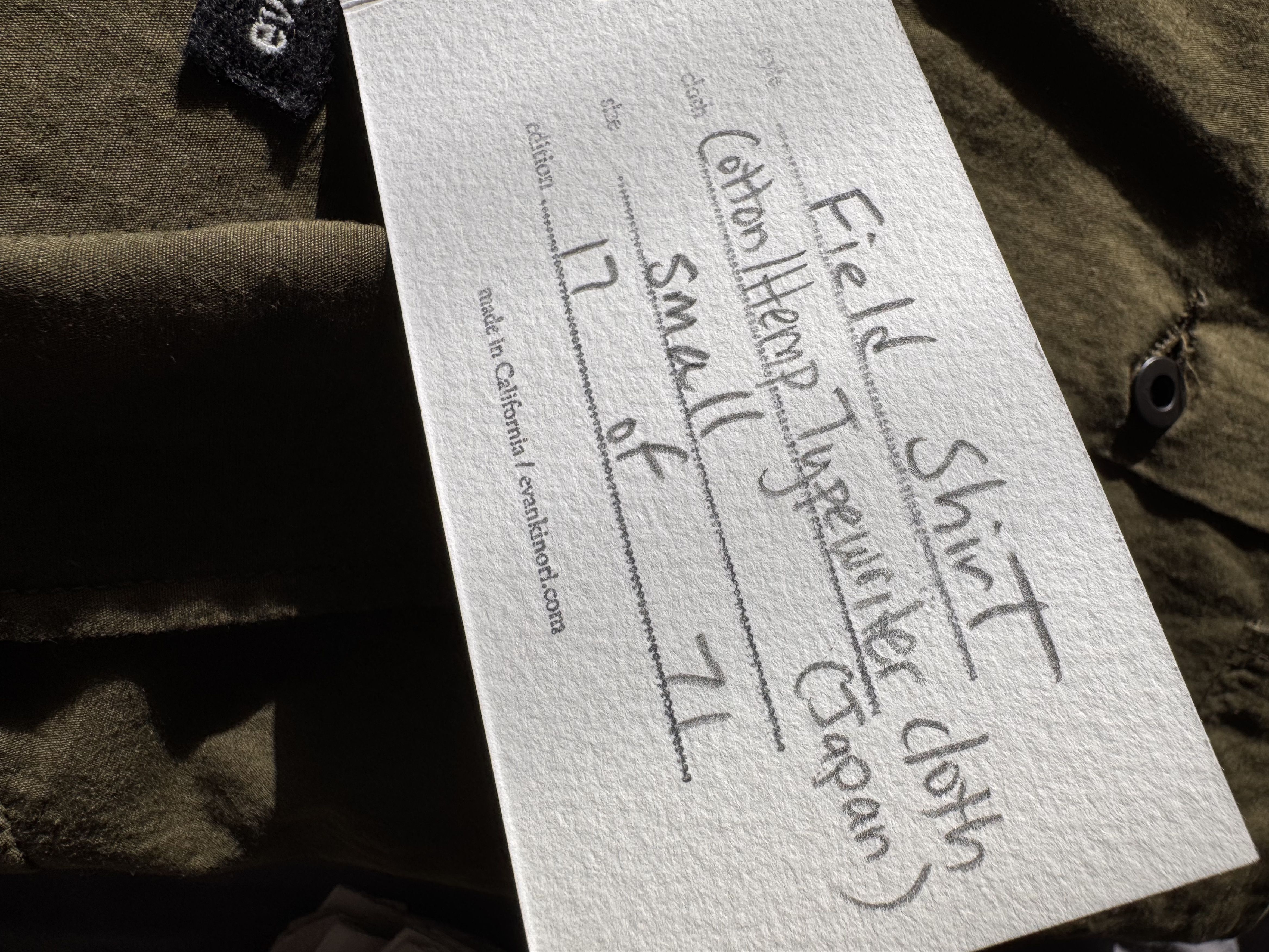 Evan Kinori Evan Kinori Field Shirt Cotton/Hemp Typewriter Cloth Olive Size US S / EU 44-46 / 1 - 2 Thumbnail