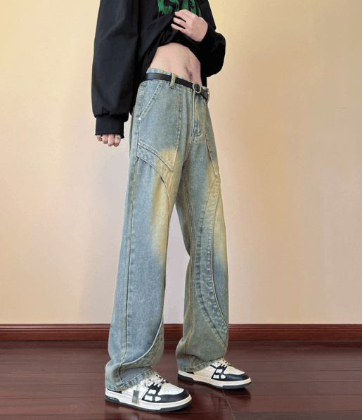 Jean American high street cool straight loose flared casual jeans Size US 32 / EU 48 - 3 Thumbnail
