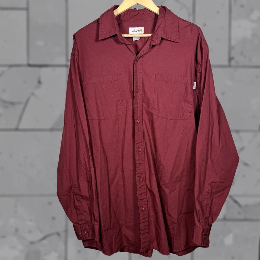 Carhartt Carhartt Shirt Mens XL Red 100% Cotton Long Sleeve Button-Down Casual Shirt Size US XL / EU 56 / 4 - 1 Thumbnail