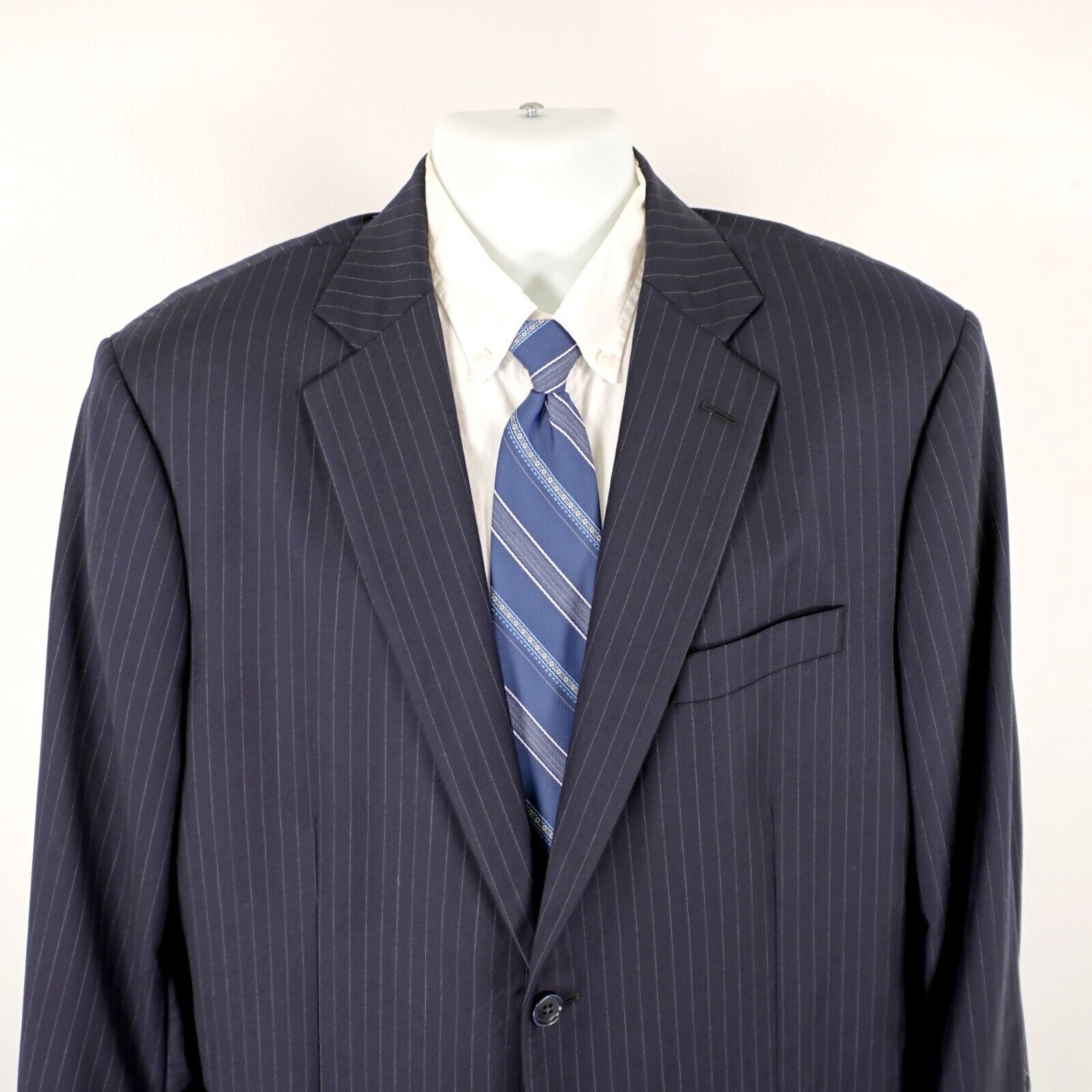 Brooks Brothers Brooks Brothers Bespoke Wool Blue Striped 2 Button Suit Jack Size 44R - 1 Thumbnail