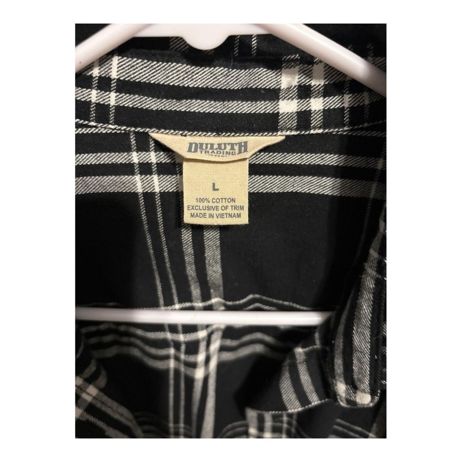 Duluth Trading Company Duluth Trading Black & White Plaid Button-Up Shirt Size L / US 10 / IT 46 - 3 Thumbnail