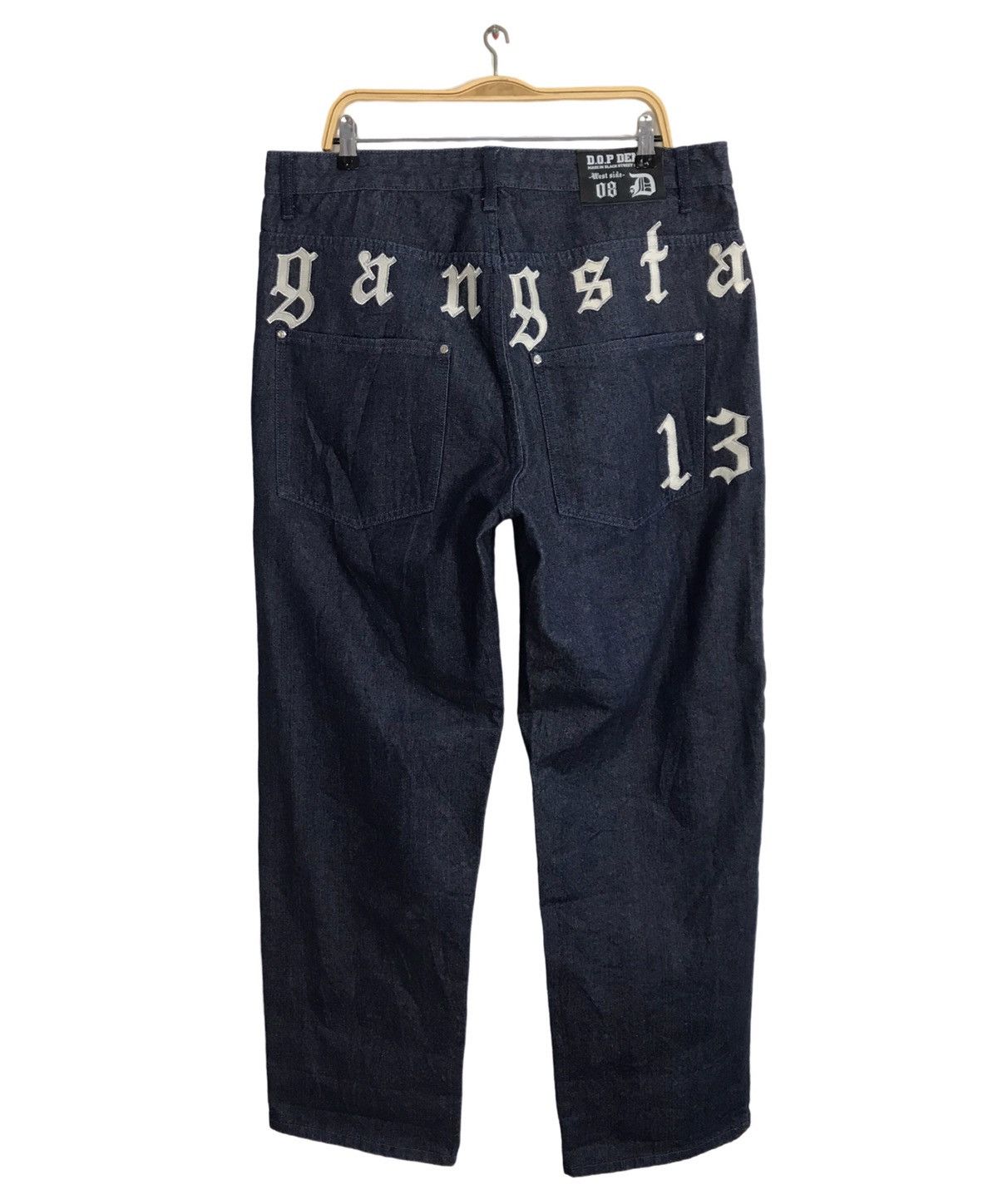 Vintage D.O.P Denim Gangsta 13 La Dark Indigo Denim Baggy Hiphop Size US 38 / EU 54 - 2 Thumbnail
