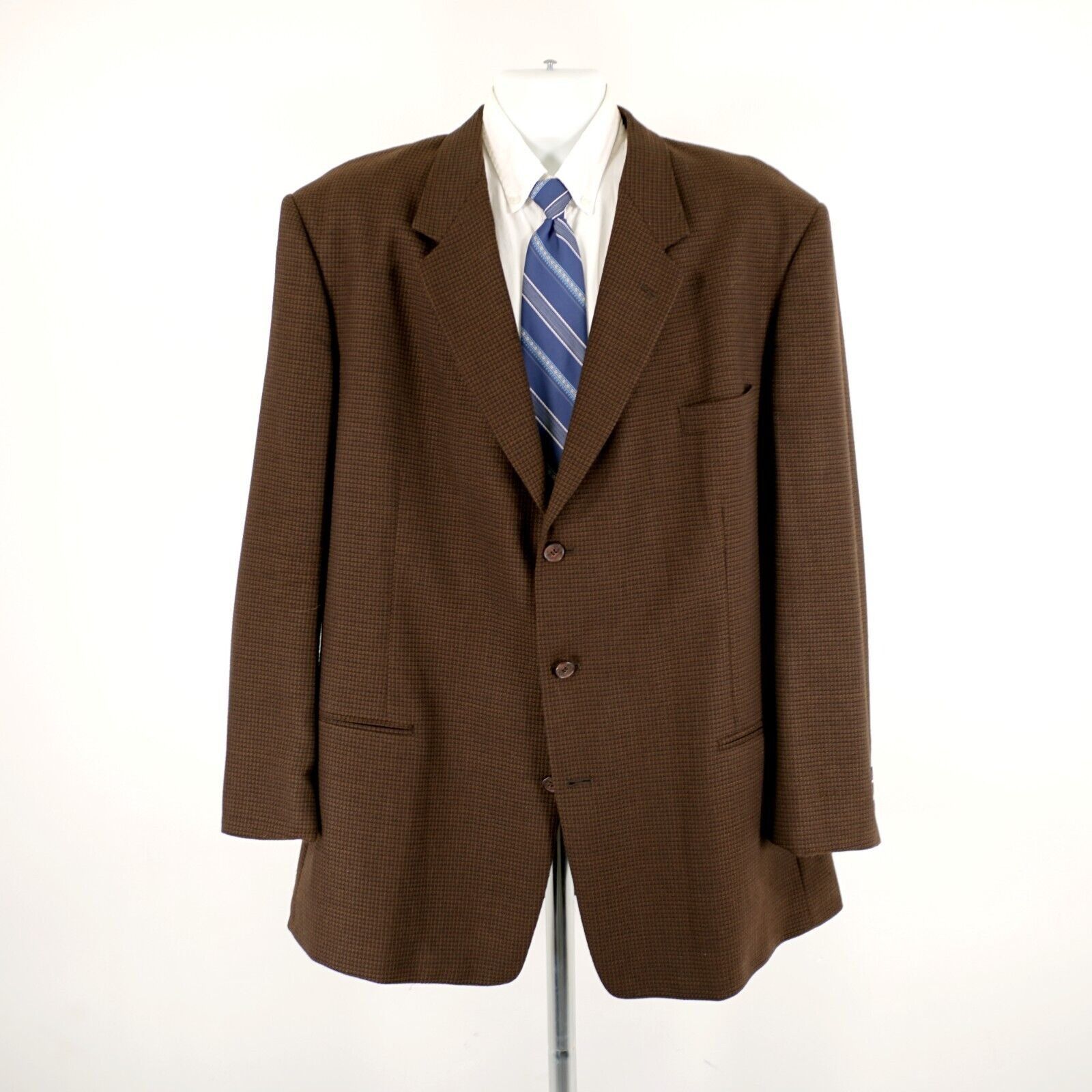 Pierre Cardin Pierre Cardin Tweed Texutured Wool Brown Green Black Check 4 Size 48L - 4 Thumbnail