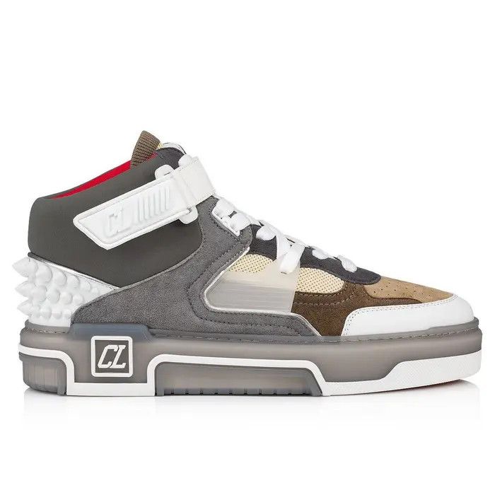 Christian Louboutin o1s1wg110125 Astroloubi Mid Top Sneaker in Grey/Beige Size US 8 / EU 41 - 2 Thumbnail