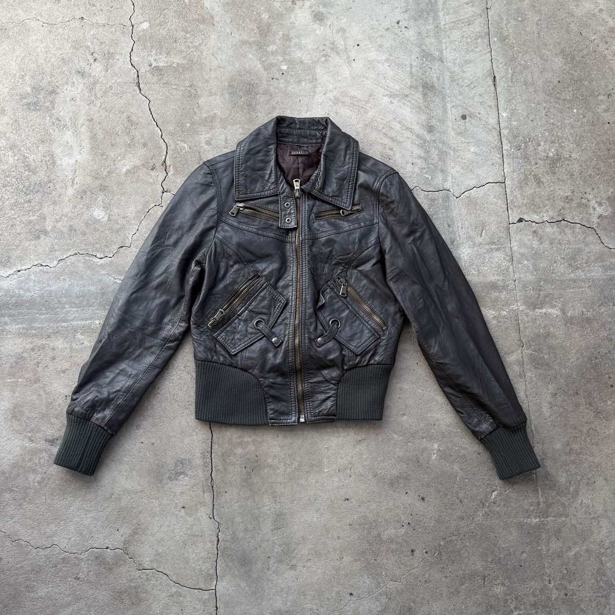 Vintage Lola & Liza Brown Vera Pelle Real Leather Crop Jacket Size M / US 6-8 / IT 42-44 - 1 Thumbnail
