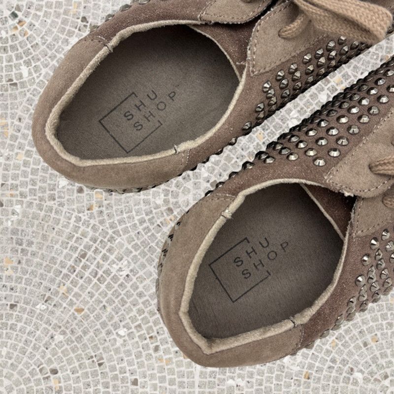 Other SHU SHOP Rockstar Taupe Sneakers Allover Rhinestones 8.5 Size US 8.5 / IT 38.5 - 5 Thumbnail