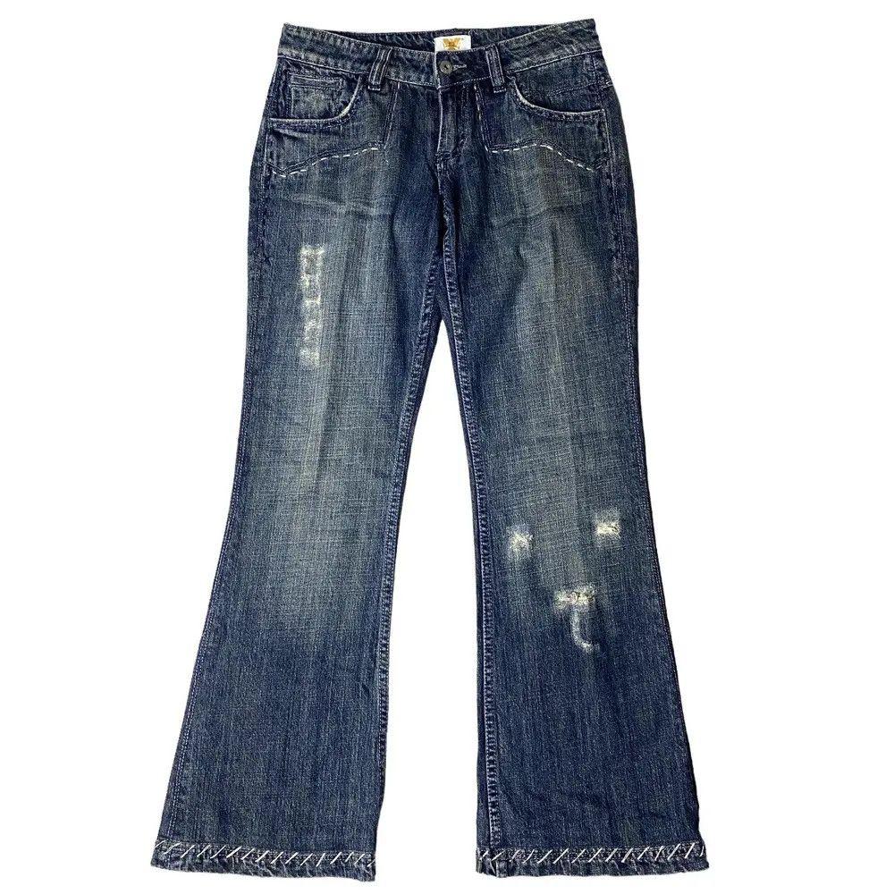 If Six Was Nine 2000's Antik Flared Seawash Tribal Bootcut Jeans Size US 29 - 2 Thumbnail