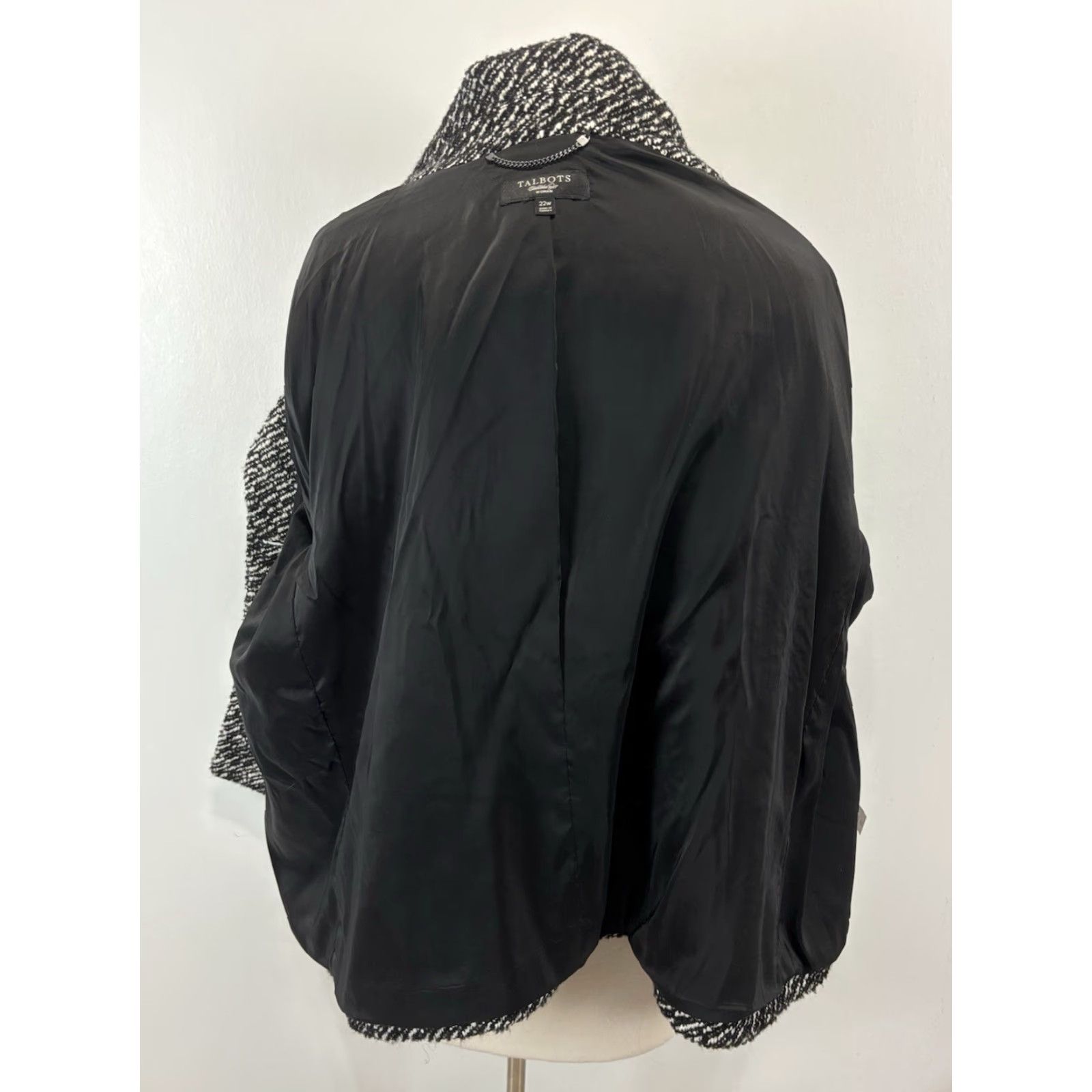 Talbots TALBOTS Plus Size 22W Wool Blend Jacket Black White Tweed Lined Career Womens Size 3XL / US 20-22 - 7 Thumbnail
