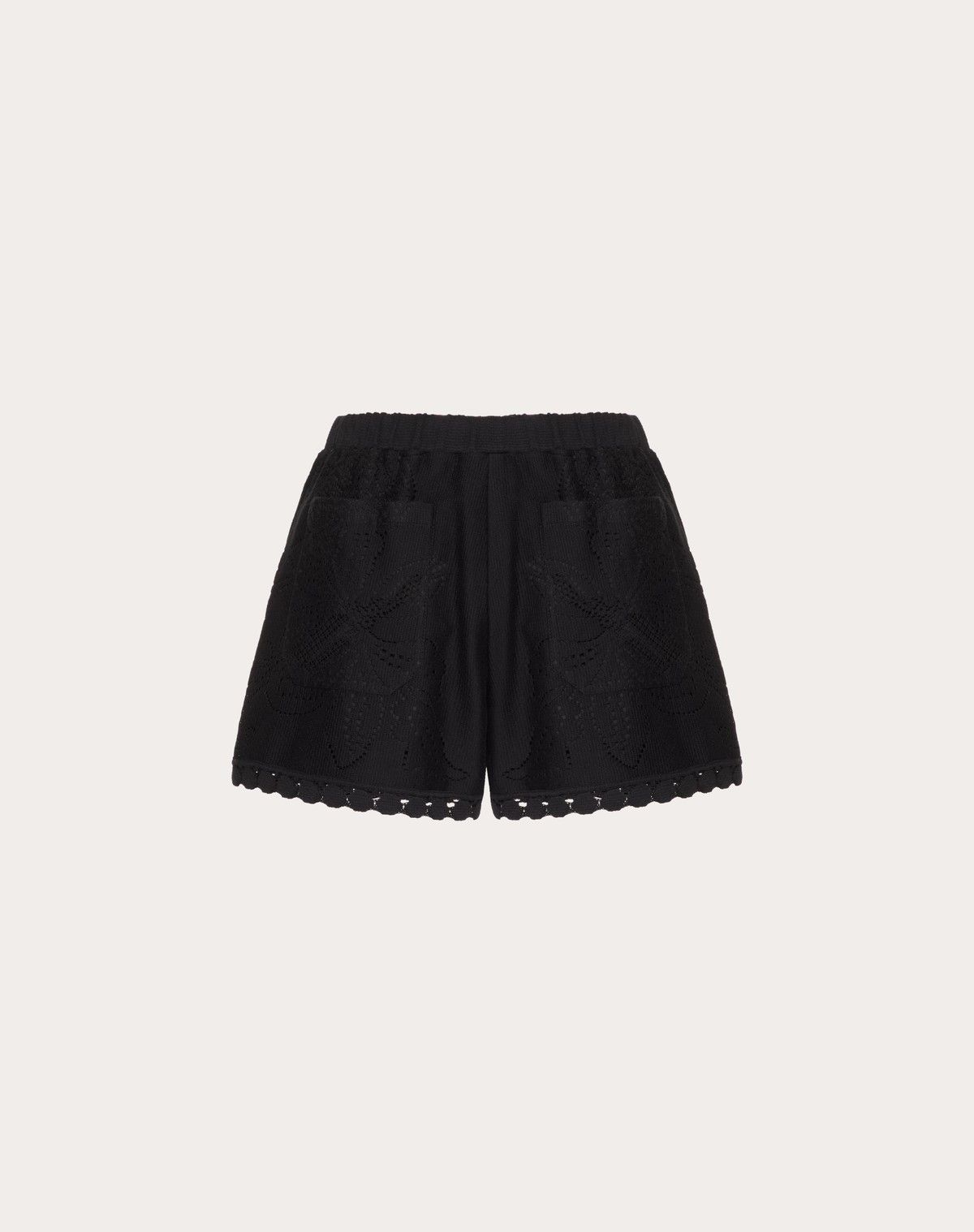Valentino o1s1wg110525 Cotton Guipure Jardin Plat Shorts in Black Size 28" / US 6 / IT 42 - 2 Thumbnail