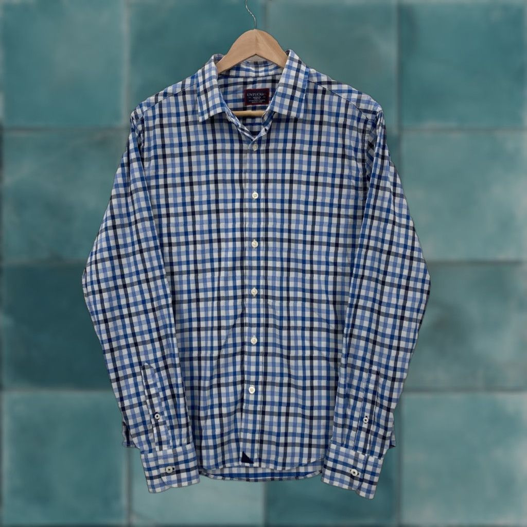 UNTUCKit UNTUCKit Shirt Mens Medium Blue Plaid Slim Fit Long Sleeve Button-Down Stretch Size US M / EU 48-50 / 2 - 1 Thumbnail