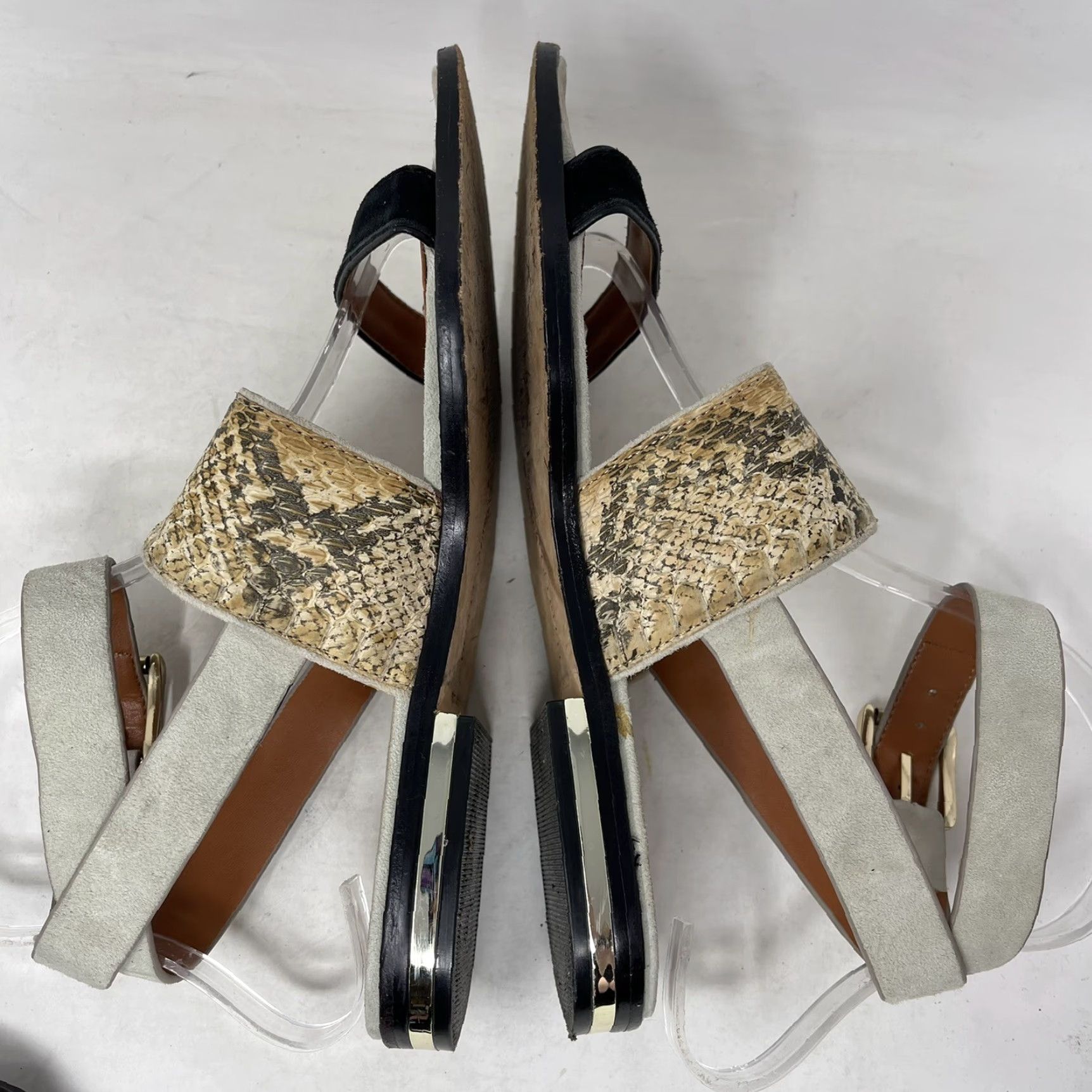 Rebecca Minkoff Rebecca Minkoff Sandal Womens 7 Ankle Wrap Buckle Flat Leather Beige Animal Print Boho 90s Womens Size US 7 / IT 37 - 6 Thumbnail