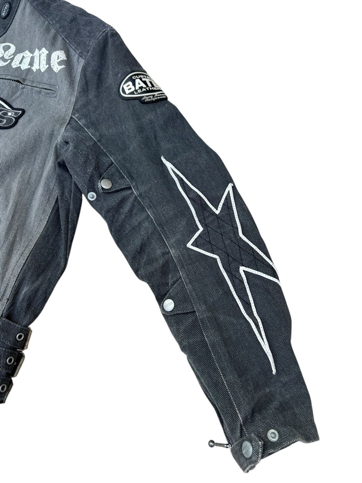 Kadoya Vintage Y2K BATES Distressed Faded Denim Moto Jacket Size US L / EU 52-54 / 3 - 11 Thumbnail