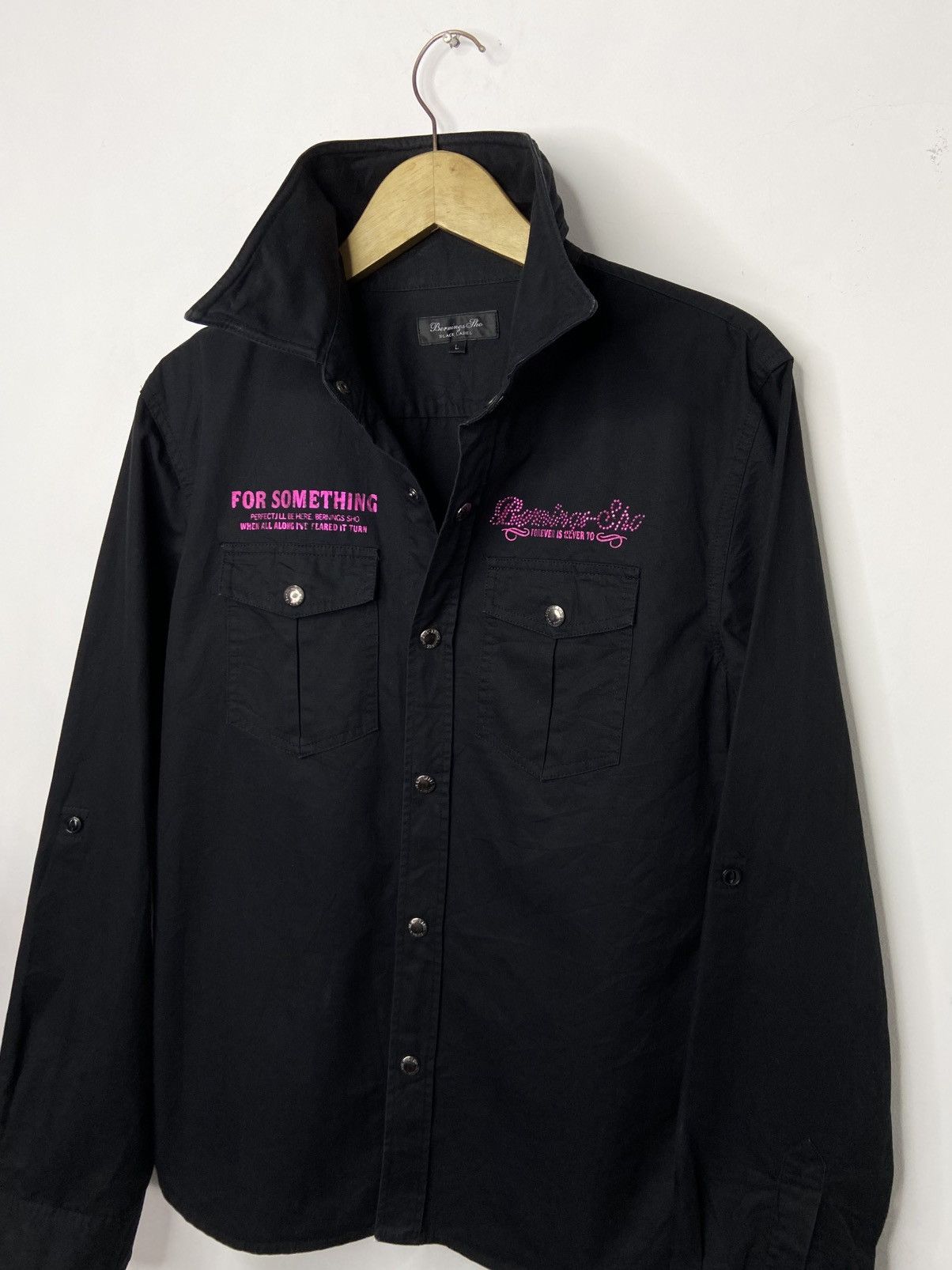 BERNINGS SHO Bernings Sho Rhinestone Skull Shirt Wired Collar Japan Rock Size L / US 10 / IT 46 - 4 Thumbnail
