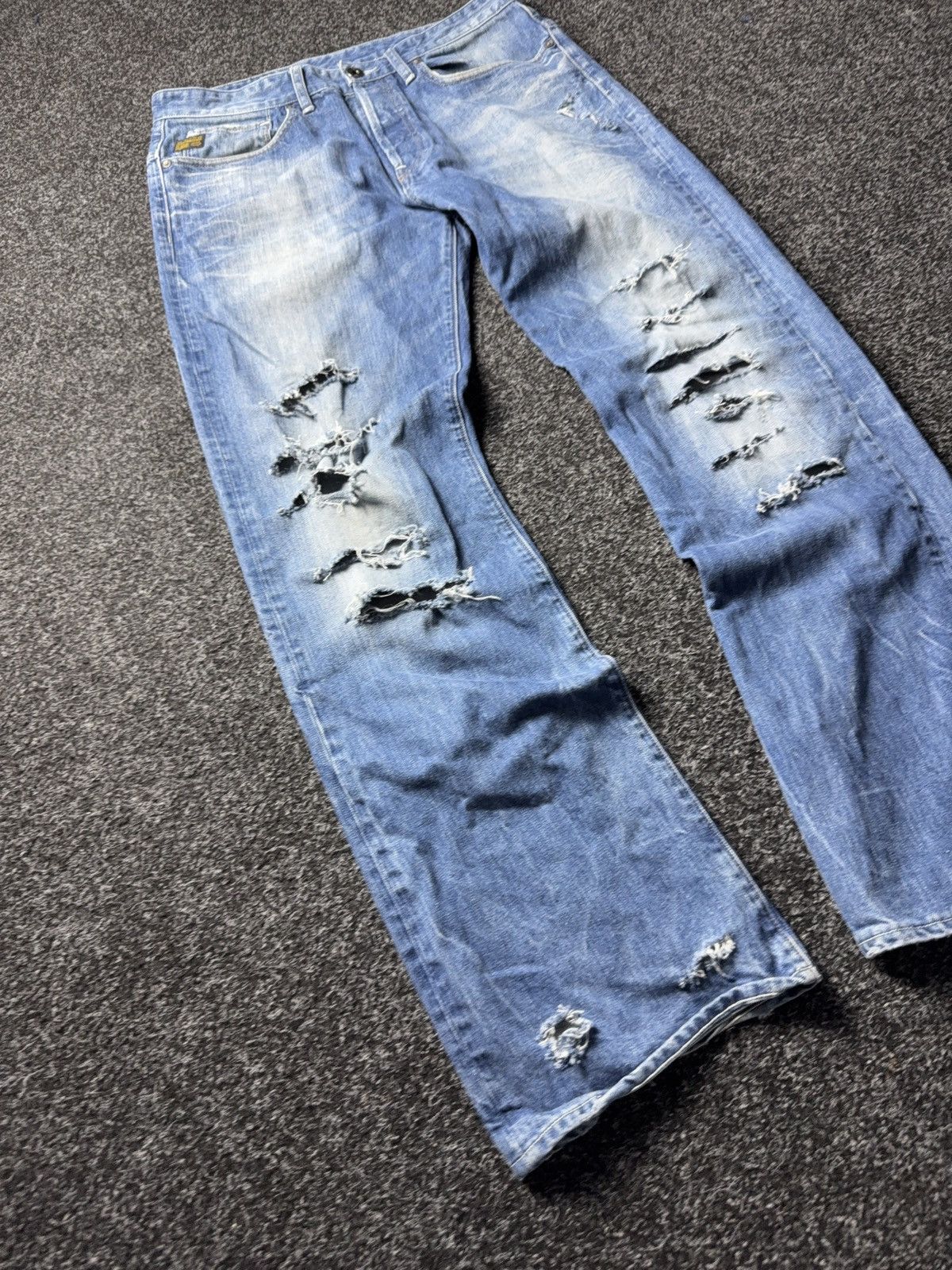 G-Star 00s Y2K G-Star RAW GS01 Distressed Destroyed Wide Jeans Size US 32 / EU 48 - 2 Thumbnail