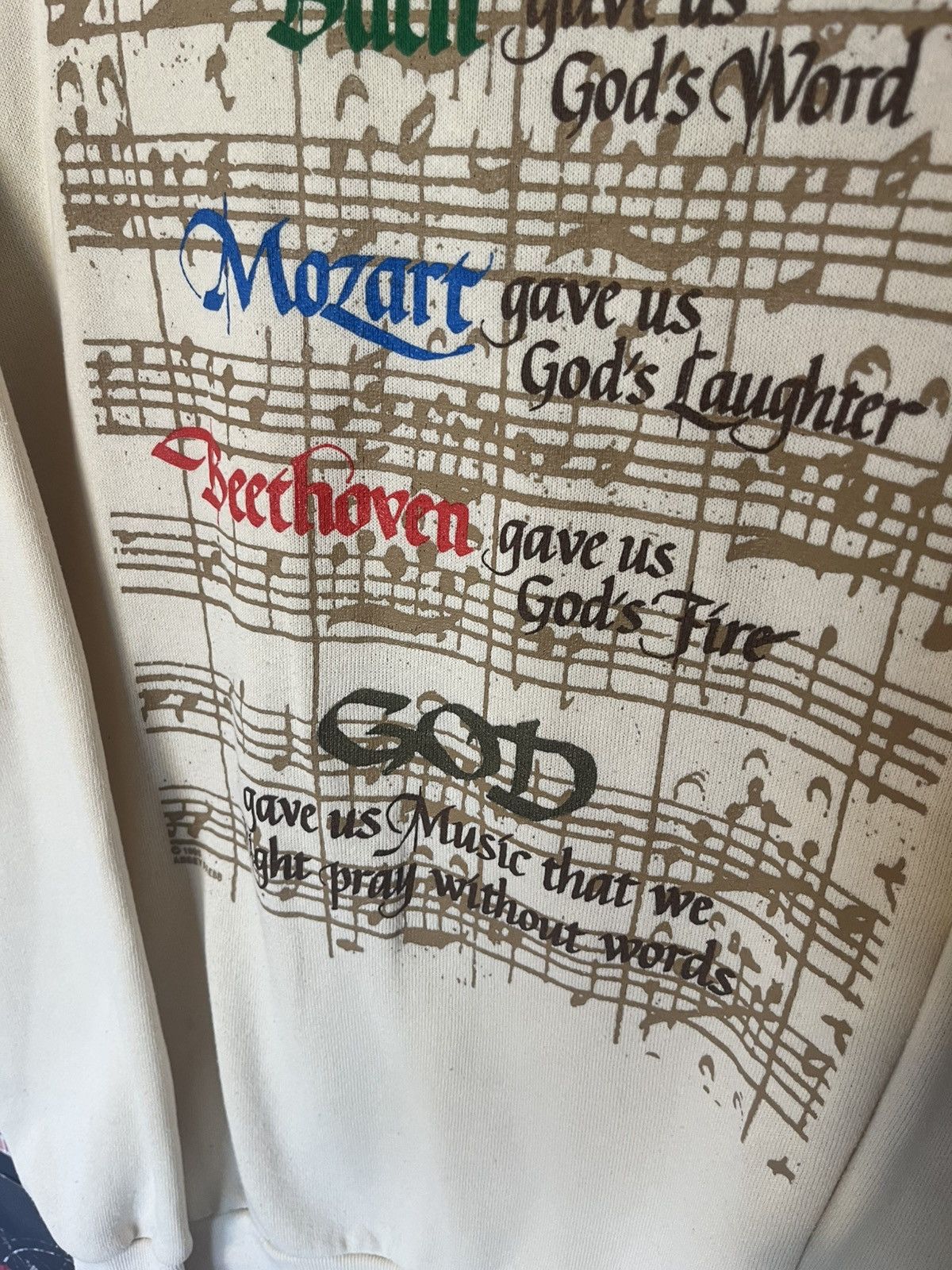 Fruit Of The Loom Vintage 90’s 1995 USA Bach , God music religion Sweatshirt Size US XL / EU 56 / 4 - 3 Thumbnail