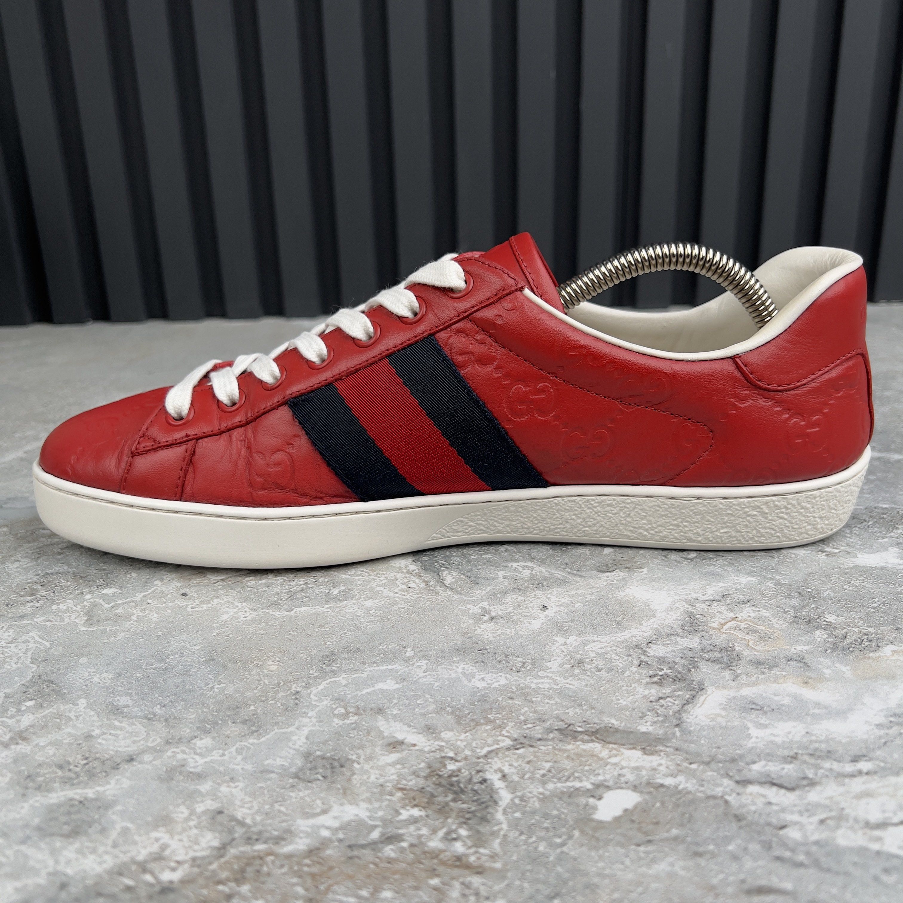 Gucci Gucci Ace Web GG Monogram Low Top Sneakers Leather Size US 8 / EU 41 - 5 Thumbnail