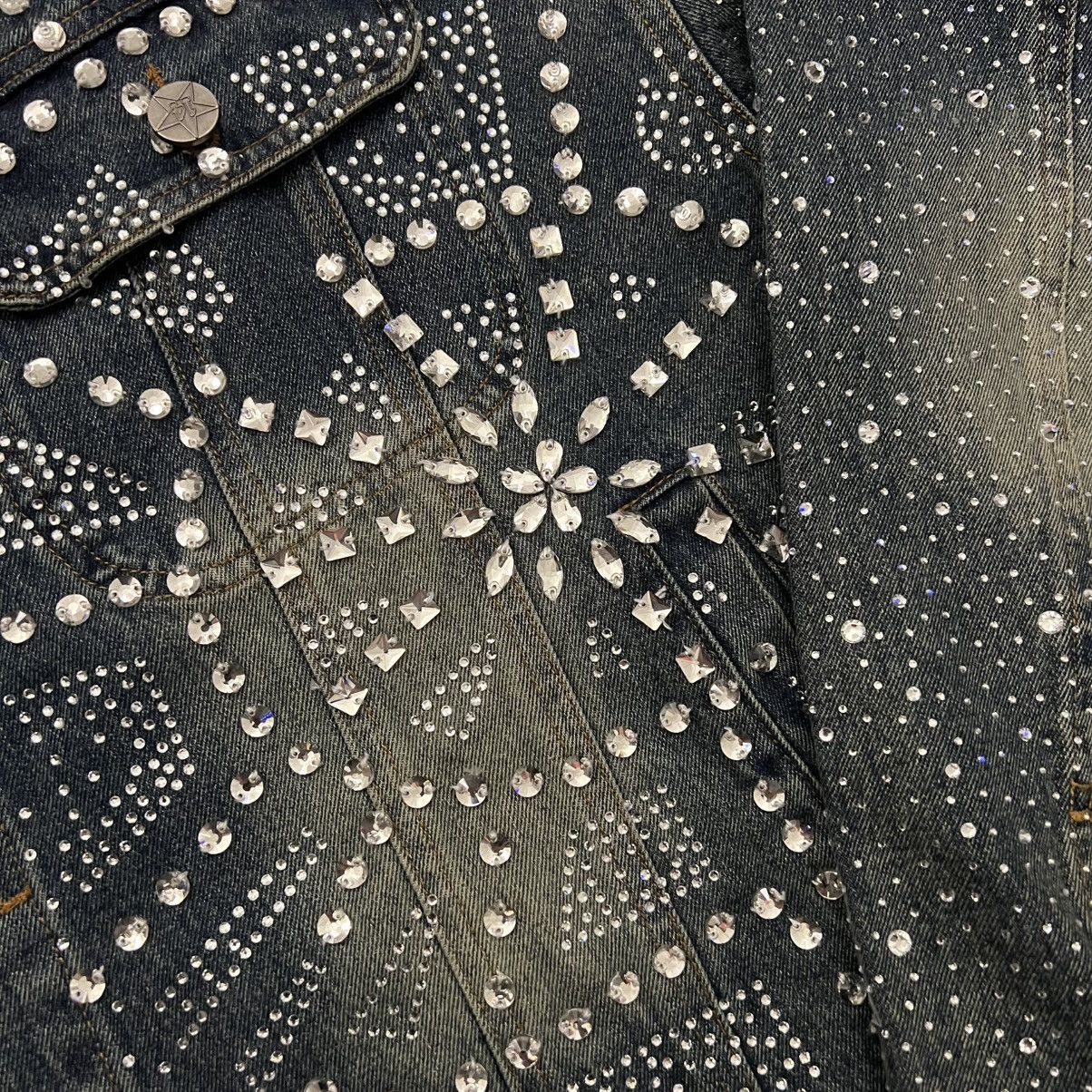 Vale Vale Forever All Over Rhinestone Denim Trucker Jacket Size US L / EU 52-54 / 3 - 5 Thumbnail