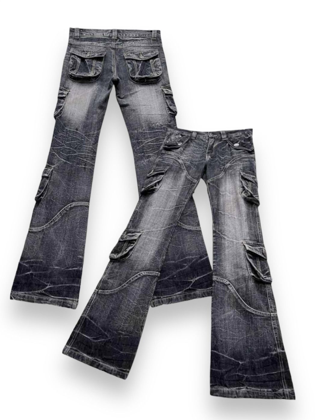 If Six Was Nine × LOWBOX × Le Grande Bleu (L.G.B.) 💥FYE FLARE💥90’s LOWBOX Punk Distressed Multipocket Denim Size US 29 - 1 Thumbnail