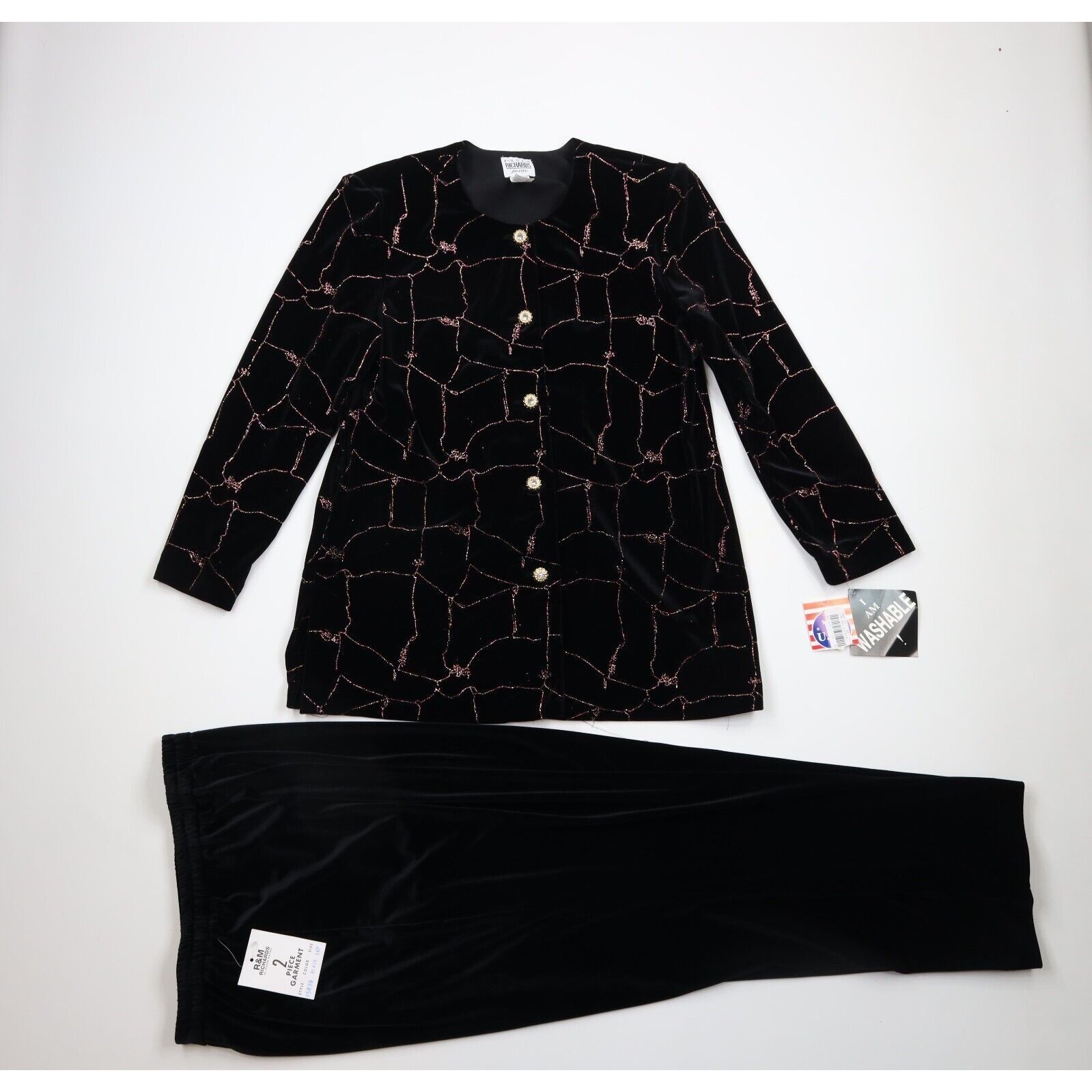 Vintage NOS Vintage 90s Streetwear 2 Piece Velour Rainbow Pants Suit Size XL / US 12-14 / IT 48-50 - 1 Thumbnail