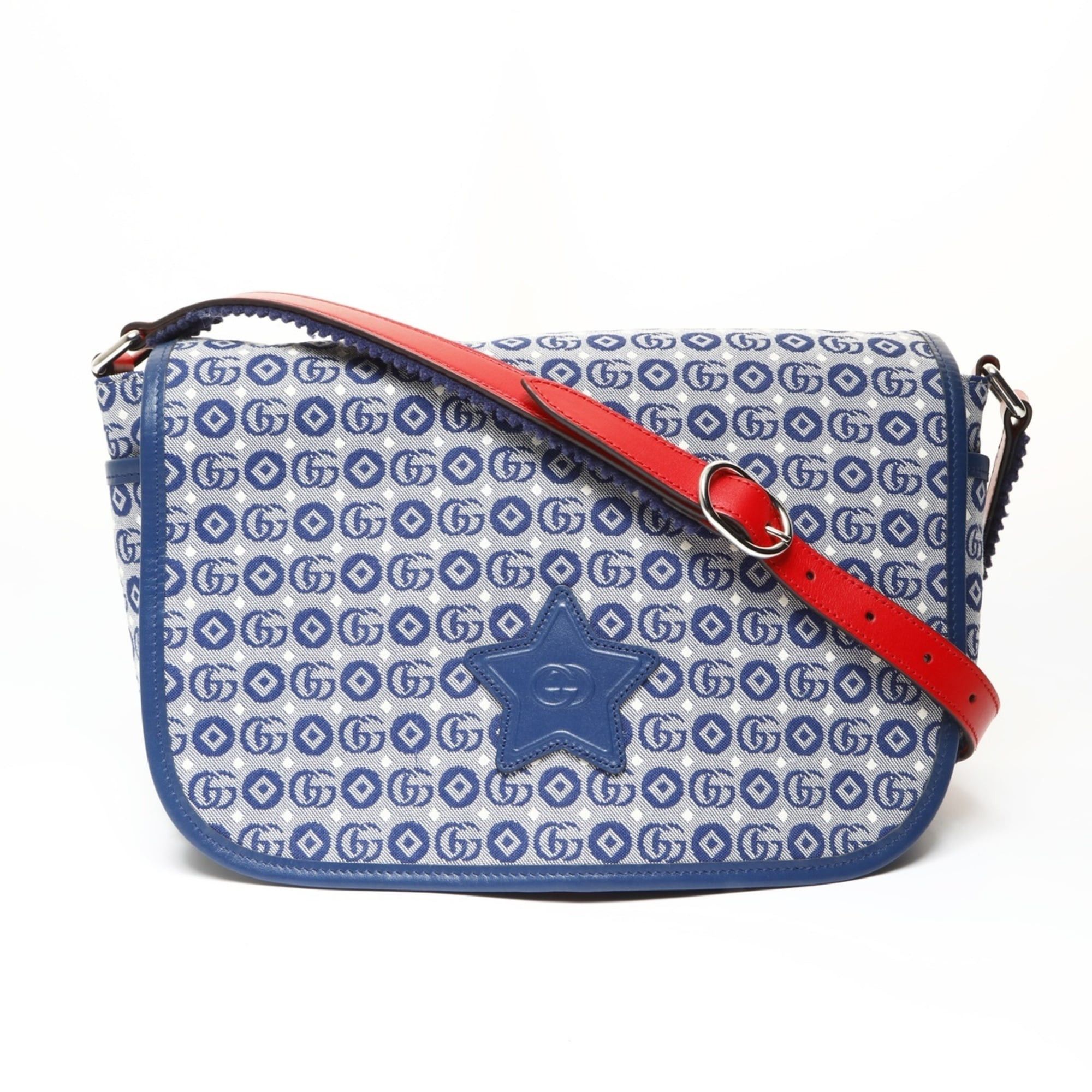 Gucci Gucci GG Canvas Star Shoulder Bag, Blue Size ONE SIZE - 1 Thumbnail