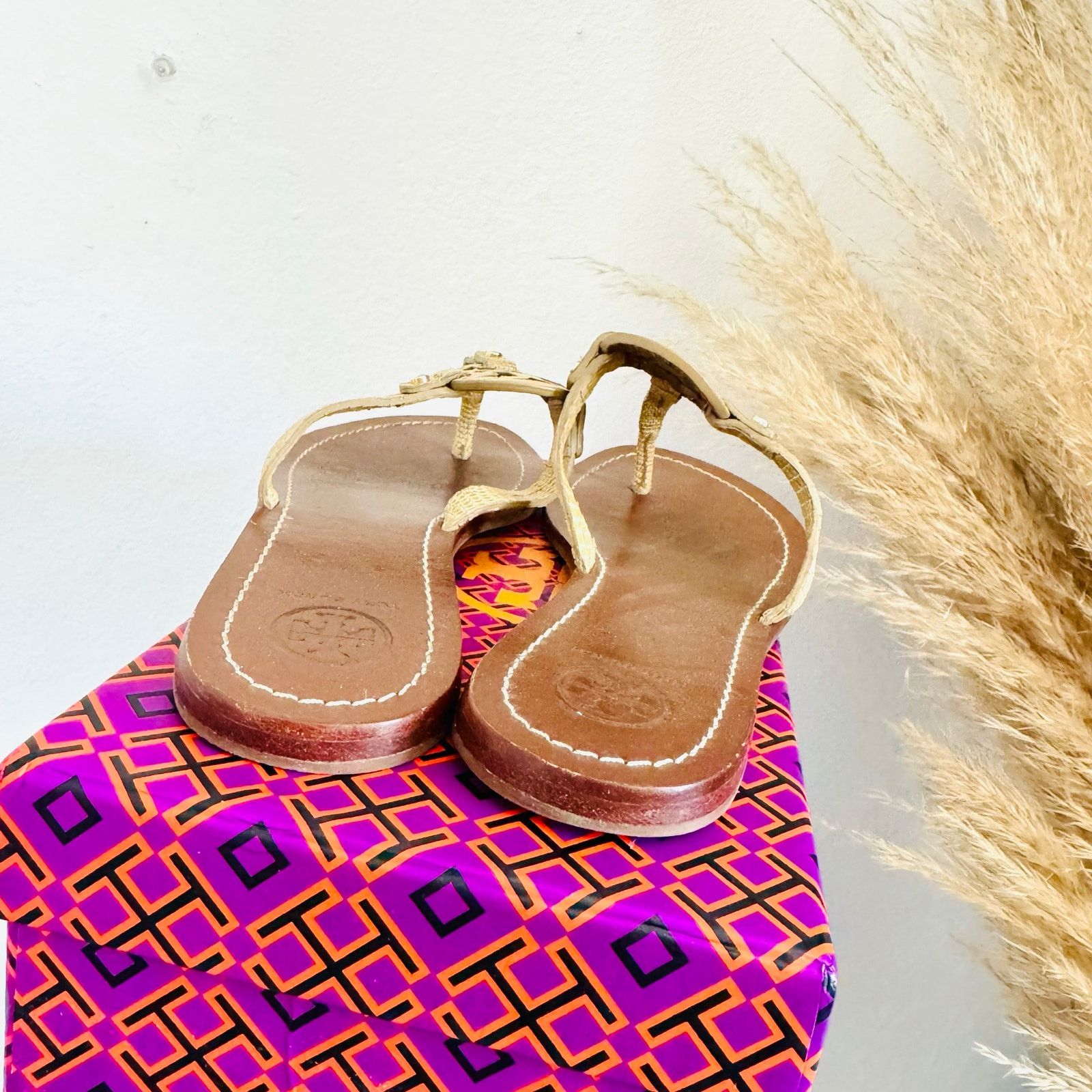 Tory Burch TORY BURCH Beige Brown Print Mini Miller $258 Slides Sandals Size US 8.5 / IT 38.5 - 13 Thumbnail