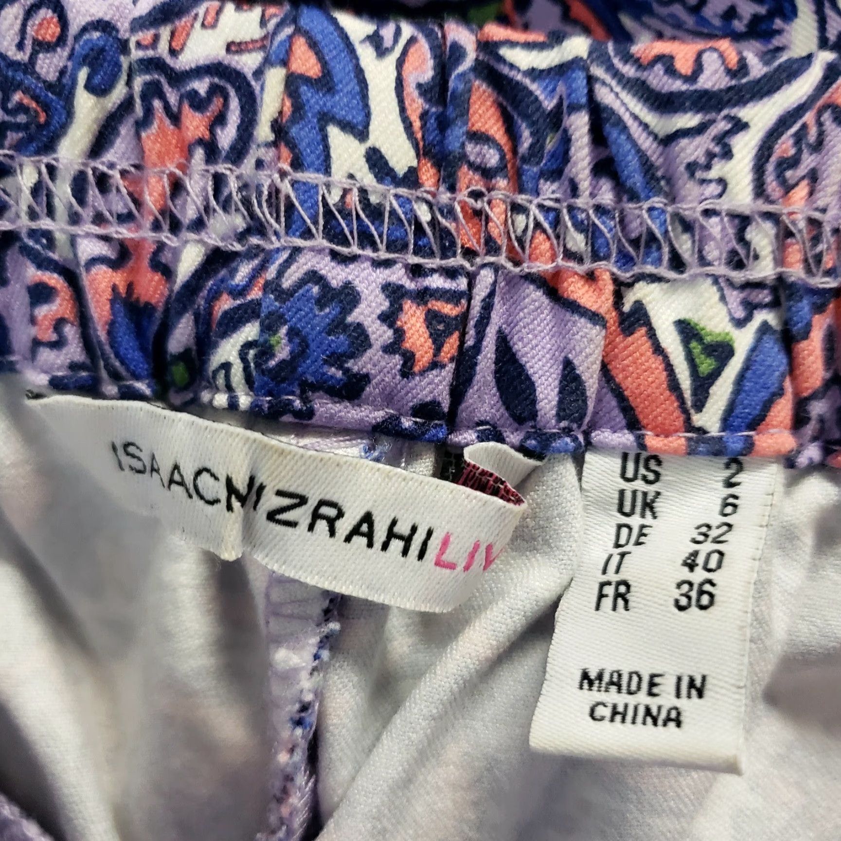 Isaac Mizrahi Isaac Mizrahi Live Womens Pull On Pants Sz 2 Blue Paisley Cotton Blend - Pants Womens Regular 2 Blue Paisley 28 in Inseam Size 26" / US 2 / IT 38 - 6 Thumbnail