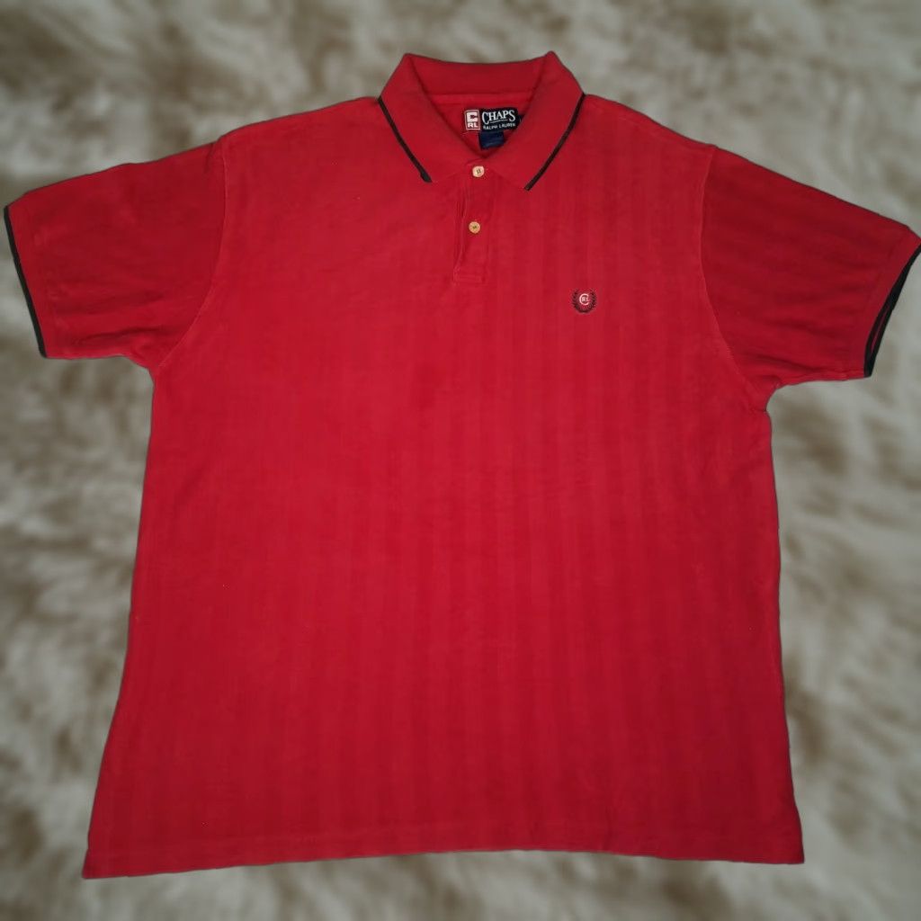 Chaps VINTAGE Chaps Polo Shirt Men L Red 100% Cotton Short Sleeve Regular Fit Adult Large Red Polo Men Shirts 90s Concert Rugby Size US L / EU 52-54 / 3 - 1 Thumbnail