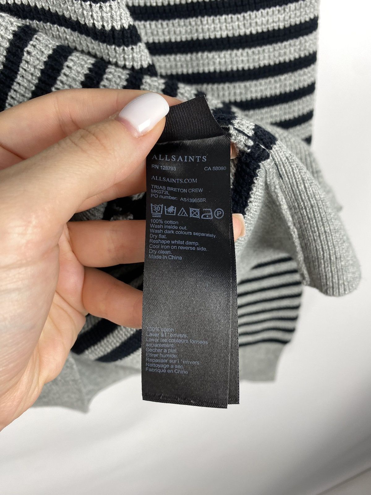 Allsaints × Japanese Brand Allsaints Trias Breton Crew Neck striped sweater pullover Size US L / EU 52-54 / 3 - 12 Thumbnail