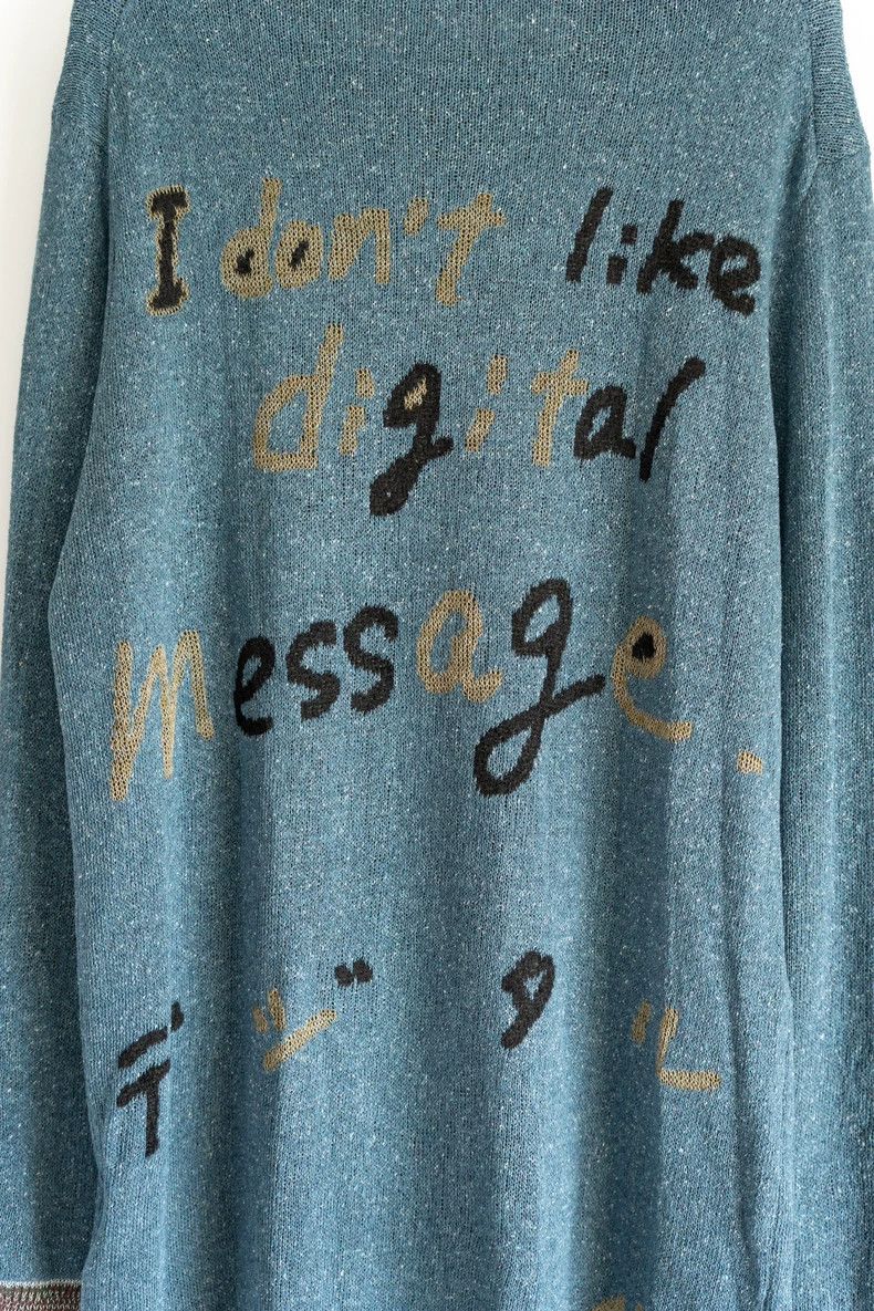 Yohji Yamamoto Yohji Yamamoto 22ss slogan graffiti silk sweater 2501-Nexta Size US L / EU 52-54 / 3 - 5 Thumbnail