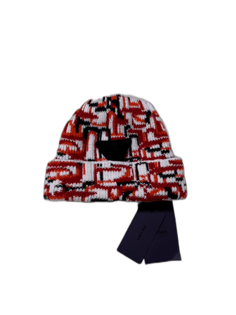 Prada Prada Red and White Knitted Beanie Hat-2506 Size XXS / US 00 / IT 34 - 1 Thumbnail