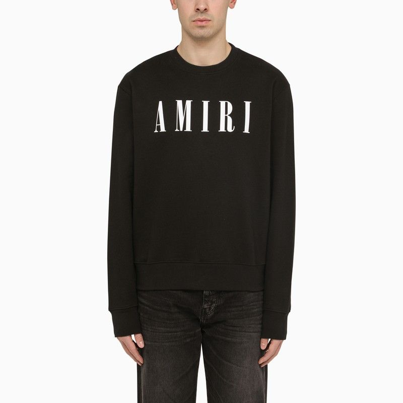 image of Amiri Black Crewneck Sweatshirt With Logo, Men's (Size Medium)
