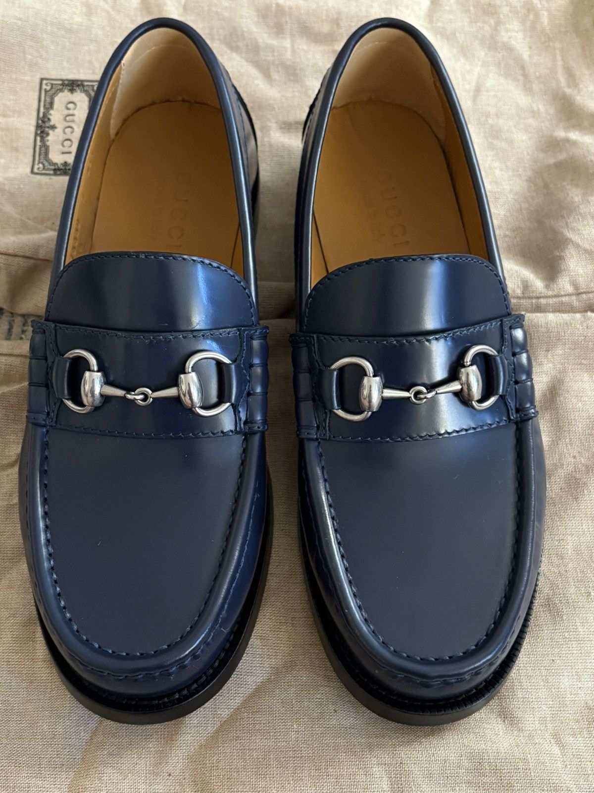 Gucci Navy Horsebit Loafers Size US 8 / EU 41 - 2 Thumbnail