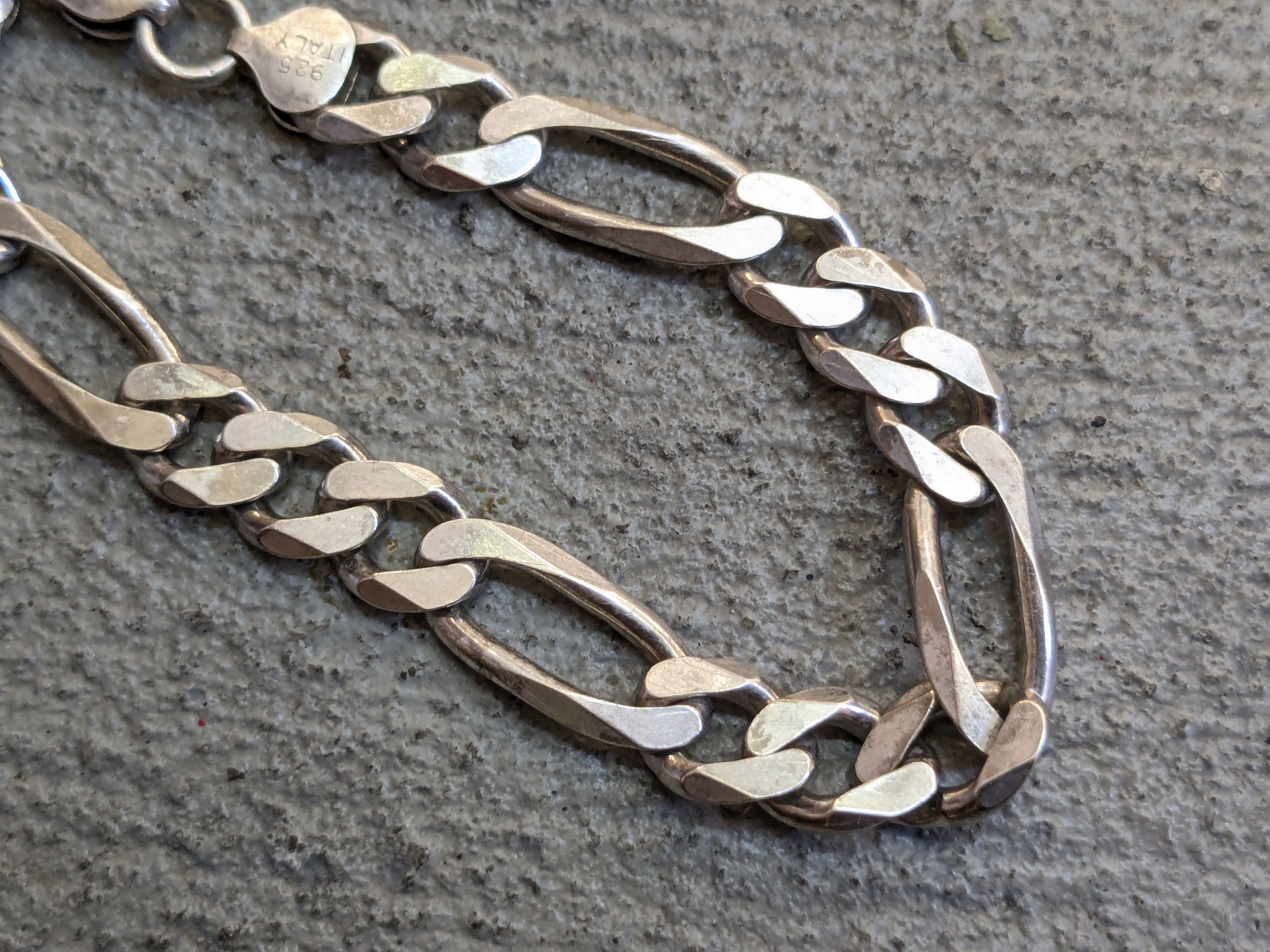 Other Sterling Silver Bracelet 8" Figaro Link Chain Biker Punk Size ONE SIZE - 9 Thumbnail