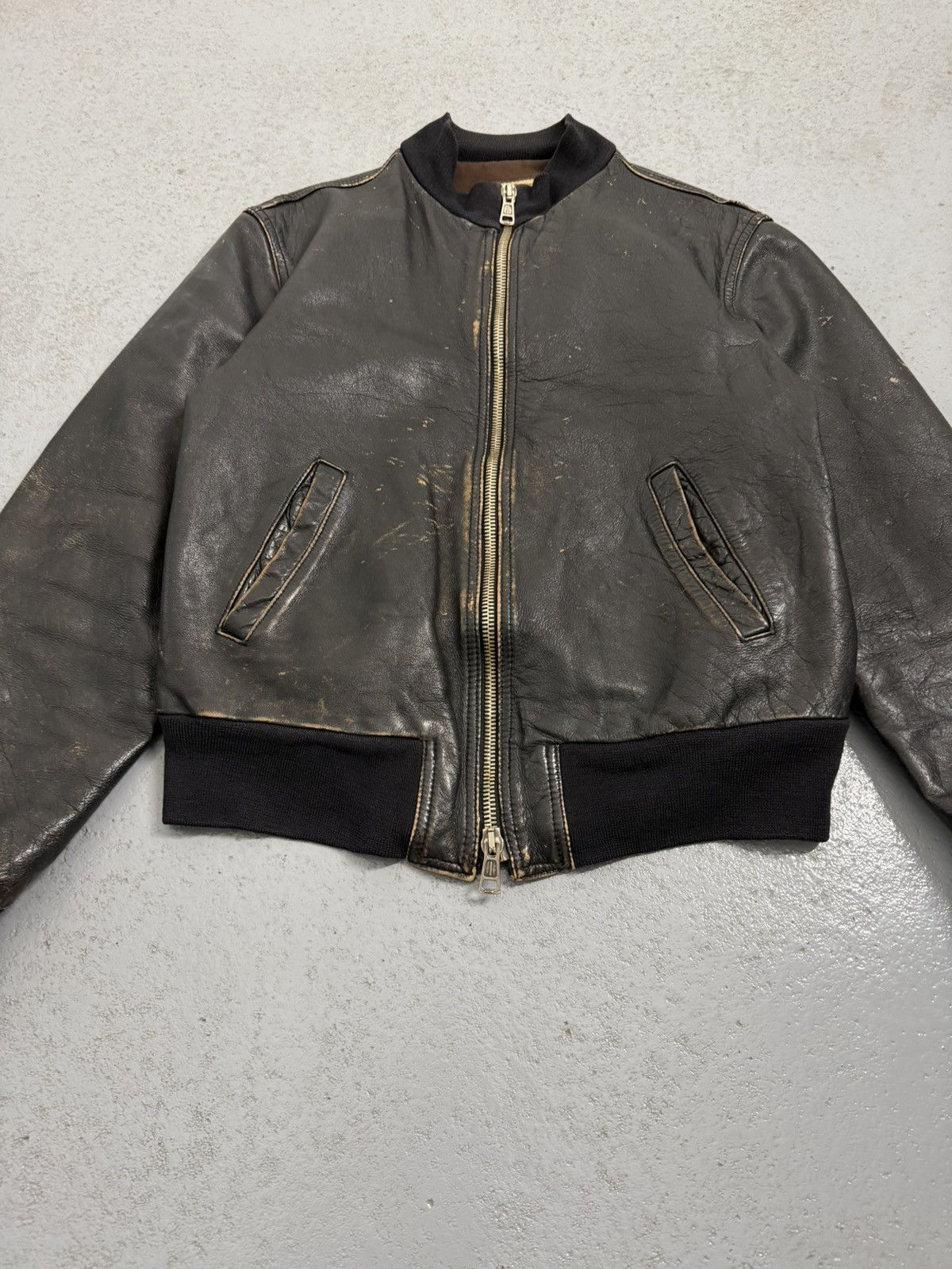 Genuine Leather Brogden Track Leather Ashed Chocolate Narrow Fitted Jacket Size L / US 10 / IT 46 - 5 Thumbnail