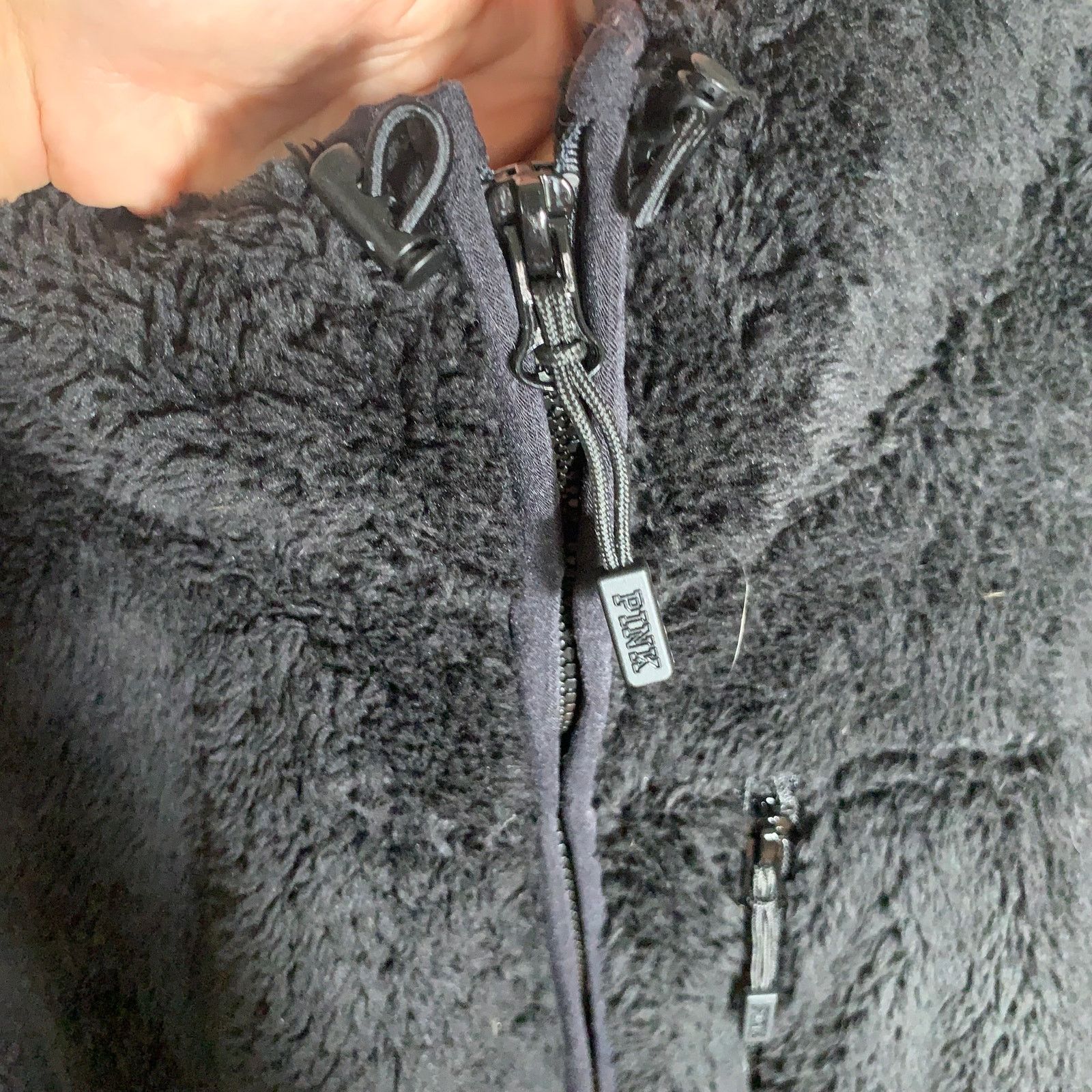 Pink PINK Women's Black Fuzzy Fleece 1/2 Zip Sweatshirt SIze S Size S / US 4 / IT 40 - 7 Thumbnail