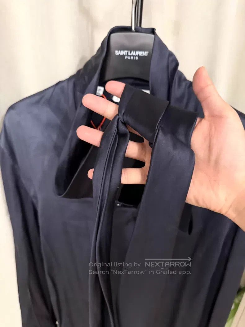 Saint Laurent Paris Saint Laurent Paris Size 37 Satin Mulberry Silk Blue Steel Size US M / EU 48-50 / 2 - 4 Thumbnail