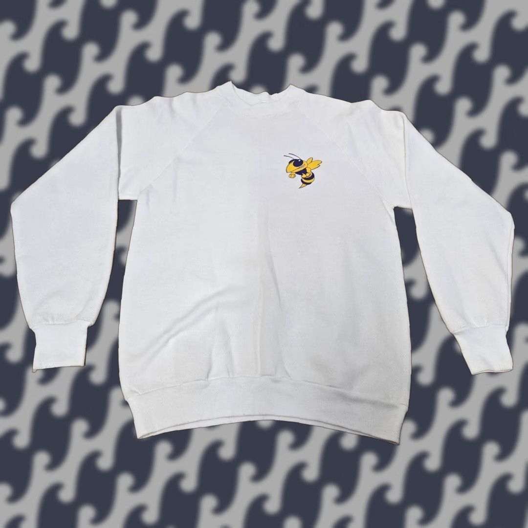 Fruit Of The Loom VINTAGE Fruit of the Loom Sweatshirt Mens Large White 1995 Lakeside Oldenburg Graphic Print USA Germany Flags Bees 90s Mens Size US L / EU 52-54 / 3 - 1 Thumbnail