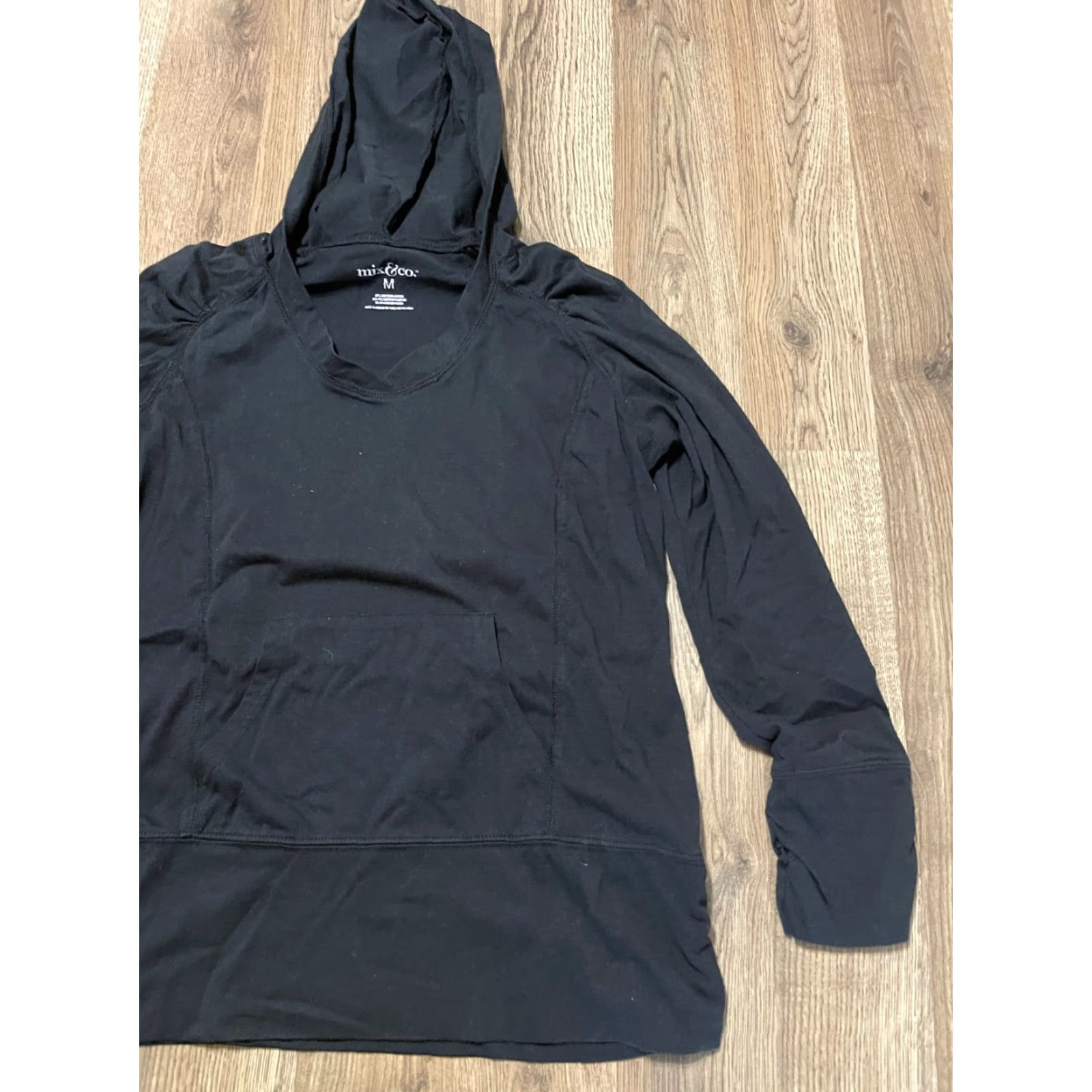 Vintage Mix&Co. Hoodie Women’s Size Medium Black Pullover Casual Regular Long Sleeve Solid Modern Fall Spring Summer Size M / US 6-8 / IT 42-44 - 3 Thumbnail